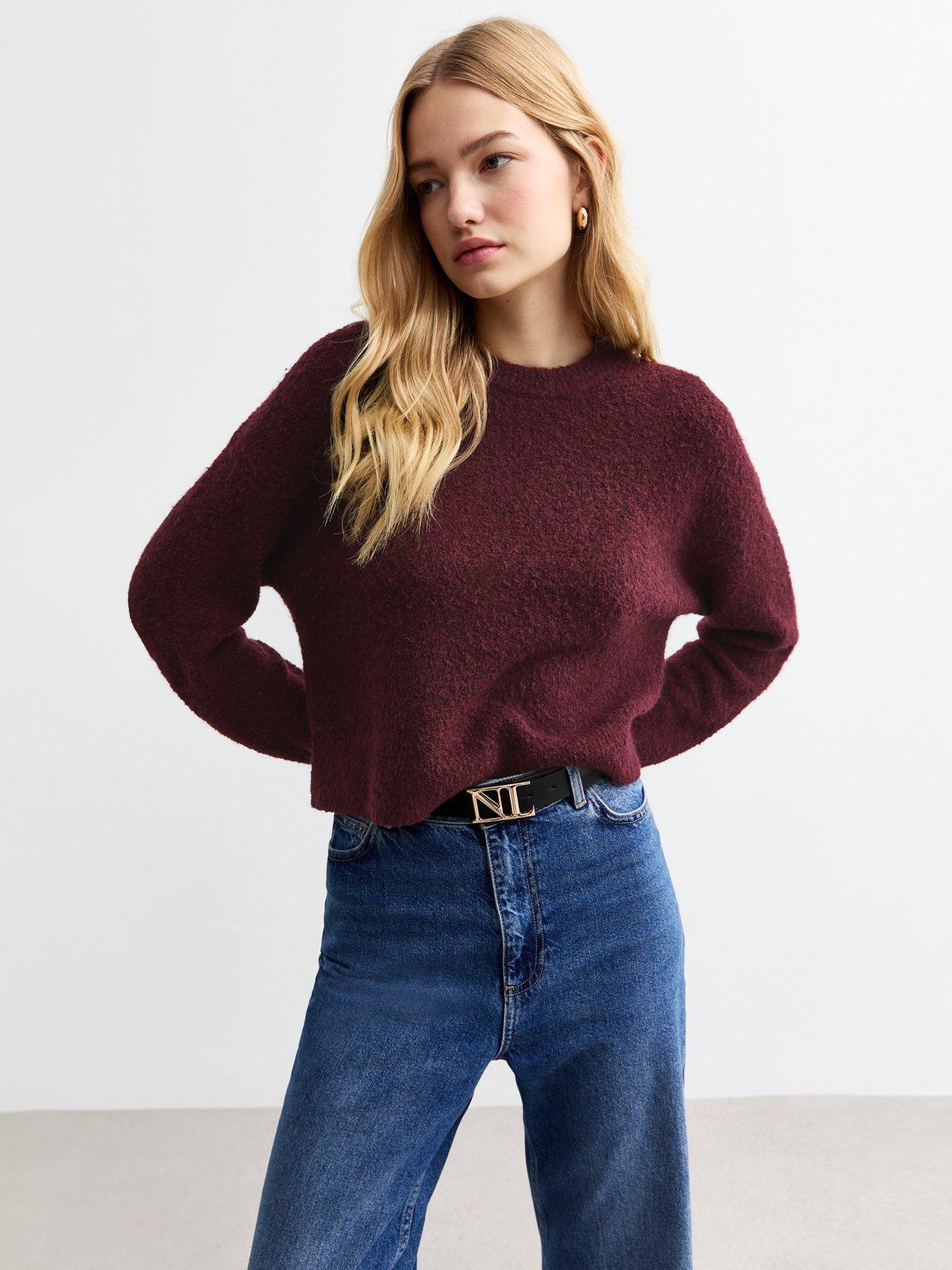 undefined Boucle Knit Jumper - Burgundy