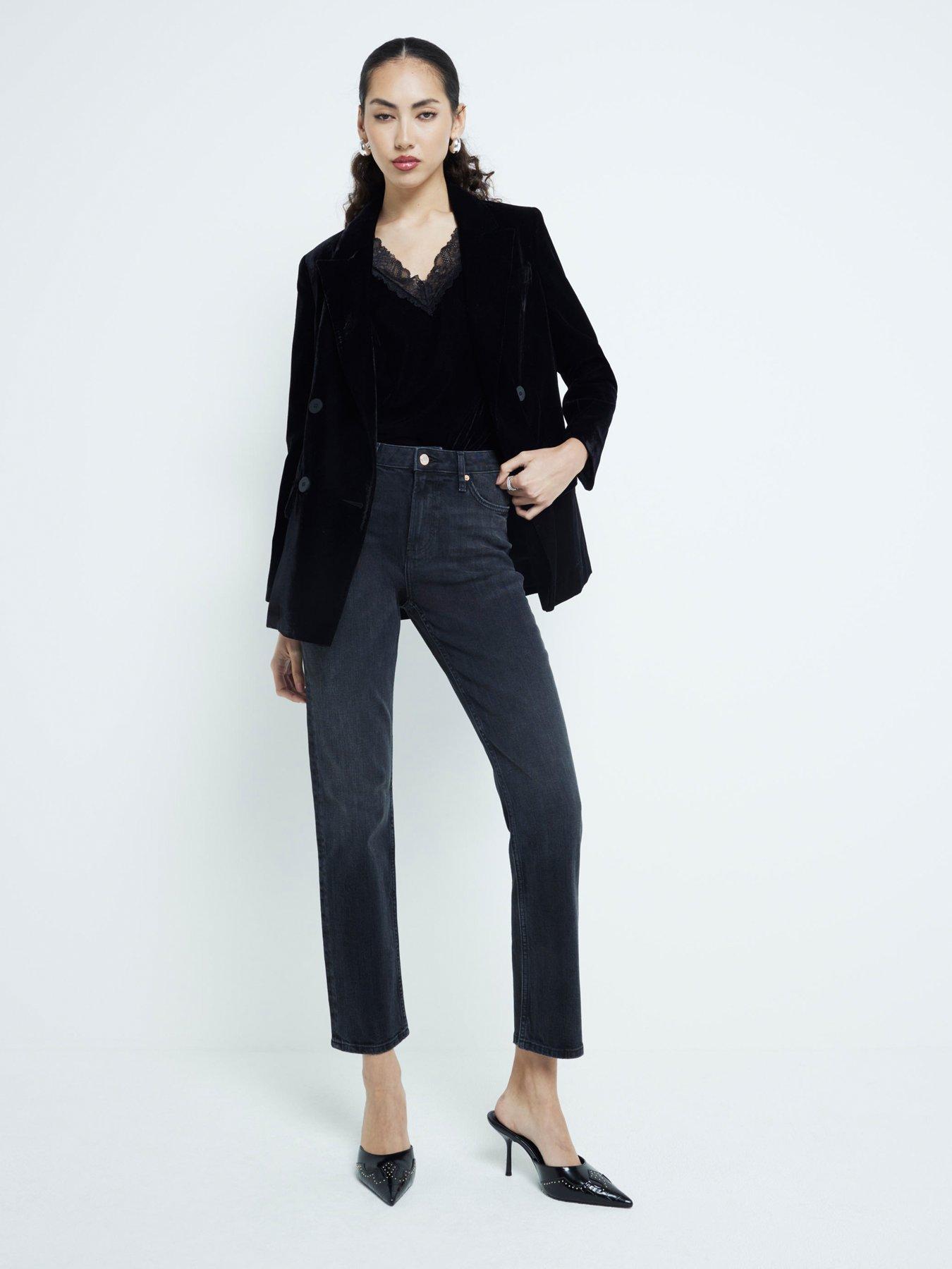 undefined High Rise Slim Fit Jean - Black