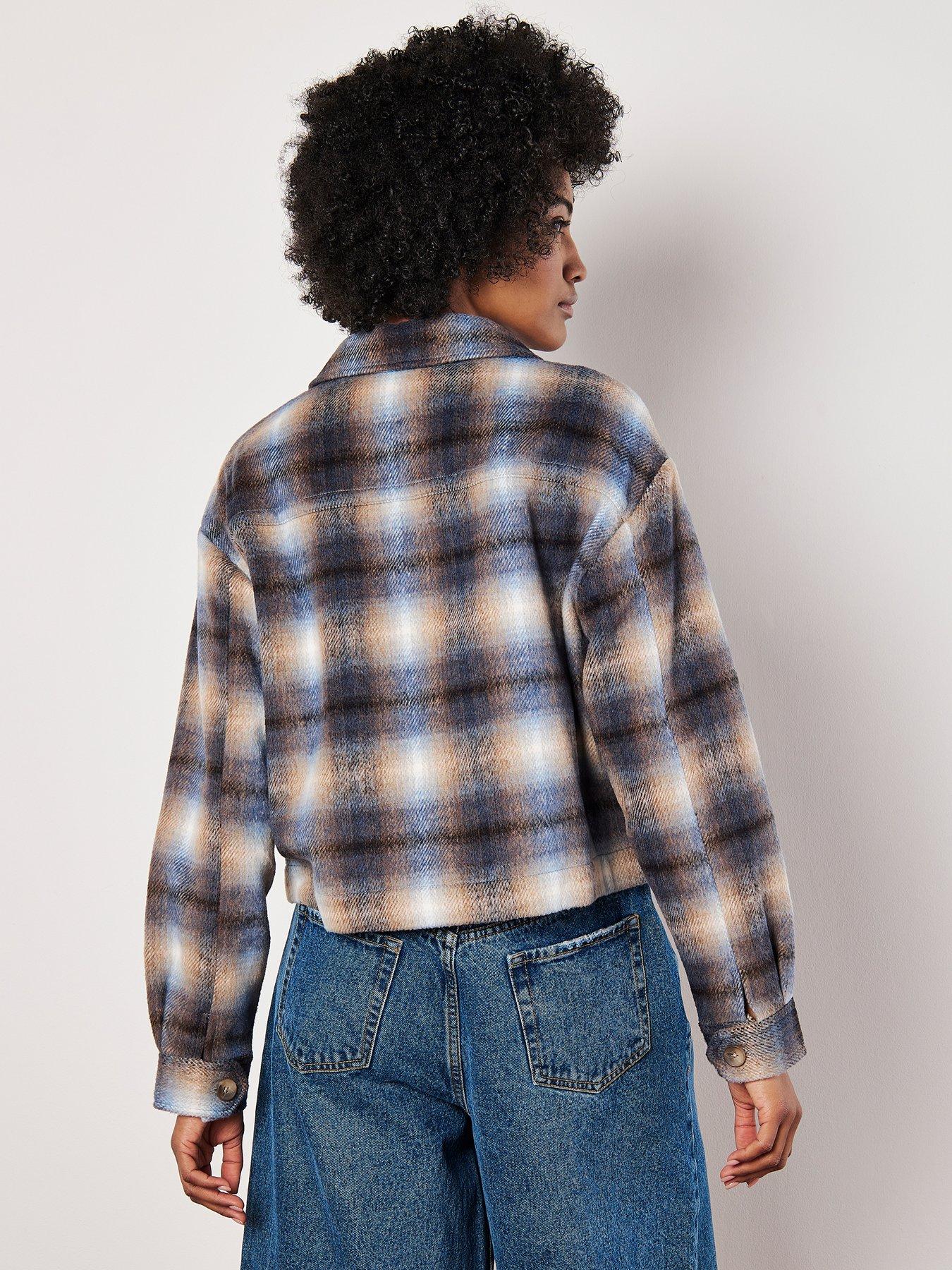 Checkered cropped jacket hotsell