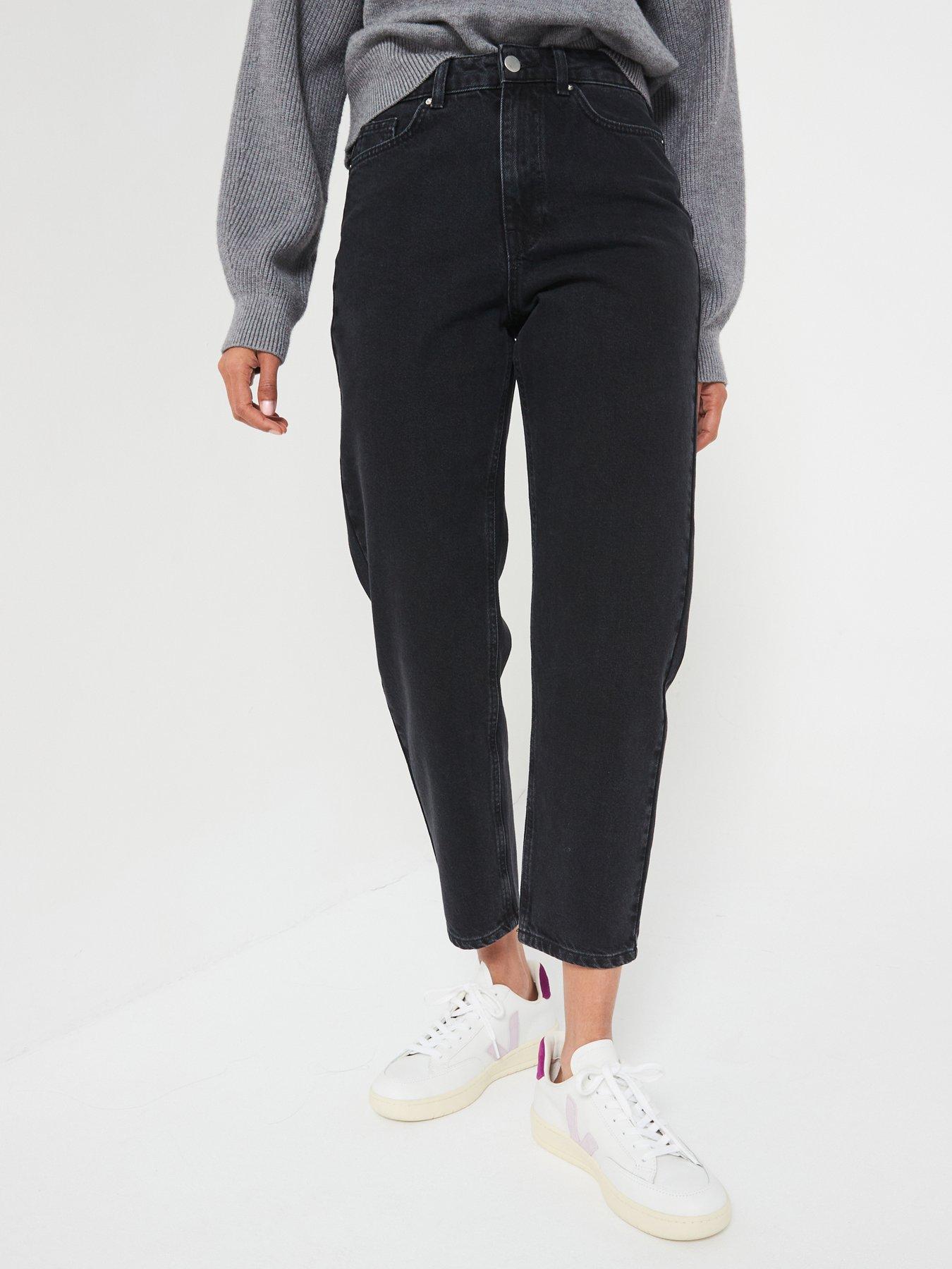 undefined High Rise Mom Jeans - Black