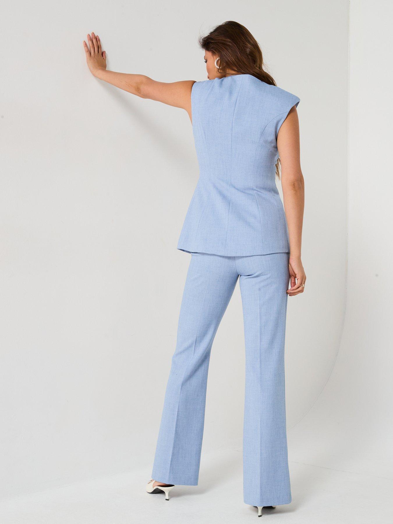 Image 5 of 6 of V by Very Longline Textured Waistcoat Co-Ord - Blue