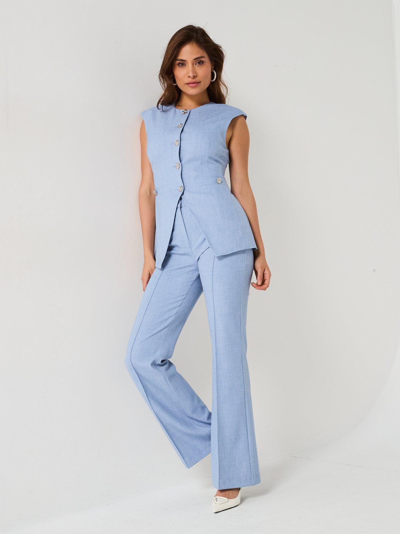 Image 6 of 6 of V by Very Longline Textured Waistcoat Co-Ord - Blue