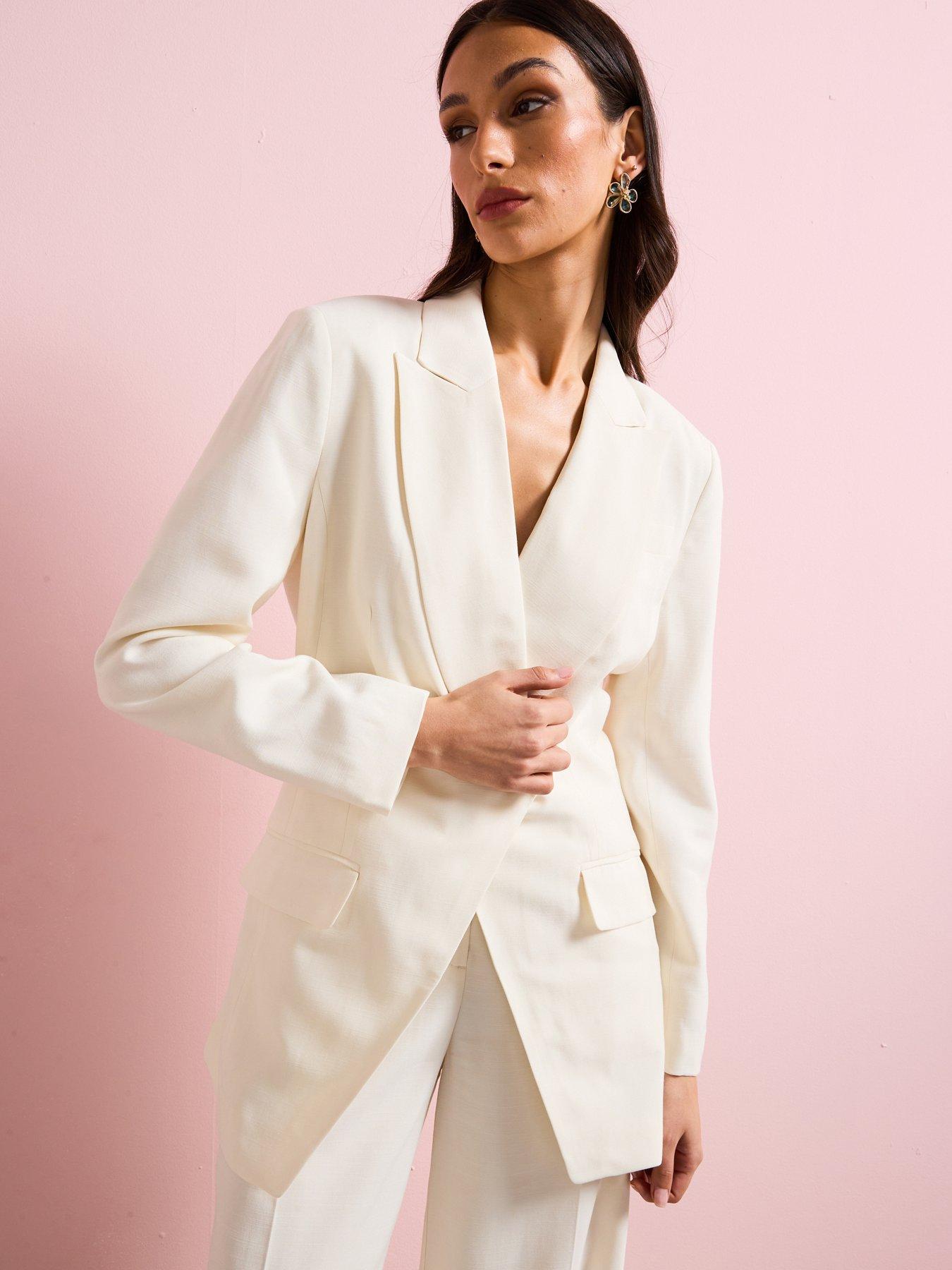 Image 1 of 6 of V by Very Slim Blazer -&nbsp;Cream