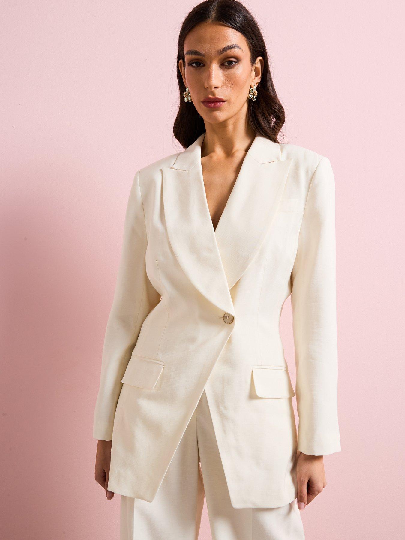Image 4 of 6 of V by Very Slim Blazer -&nbsp;Cream