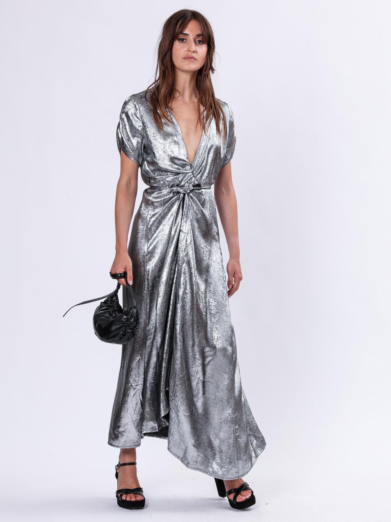 Image 3 of 5 of Religion Fold Wrap Maxi Dress - Grey
