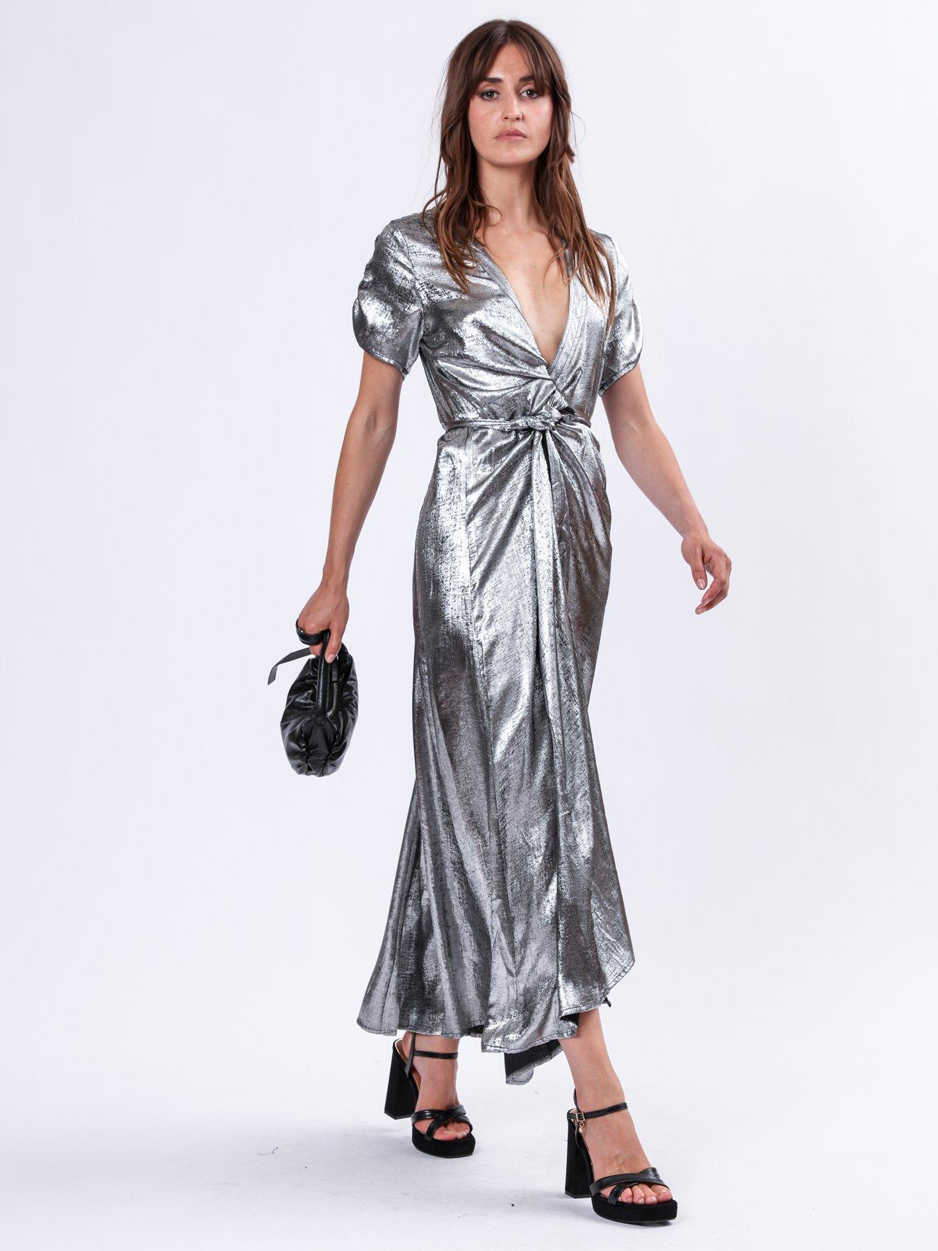 Image 4 of 5 of Religion Fold Wrap Maxi Dress - Grey