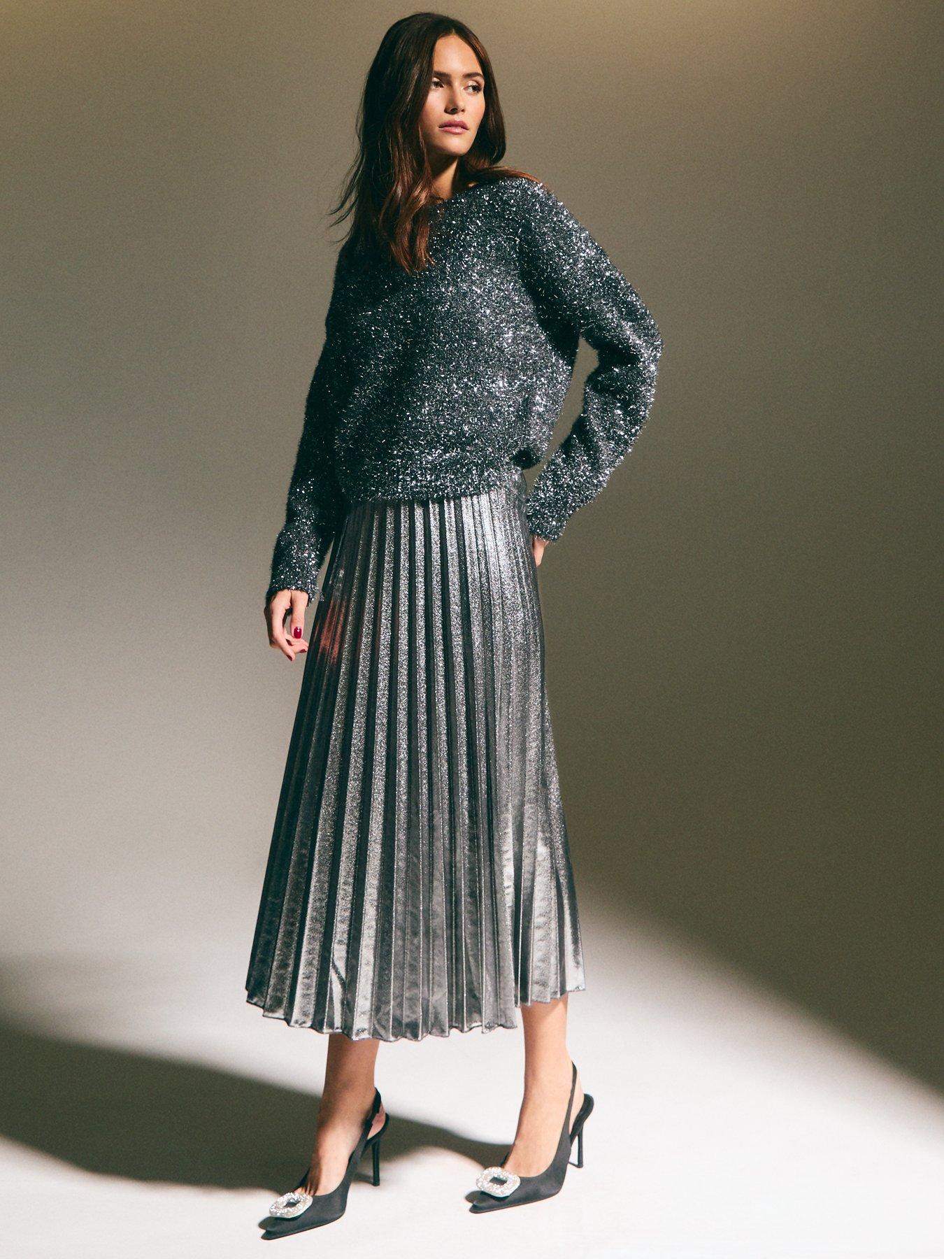 Pleated midi skirt hotsell