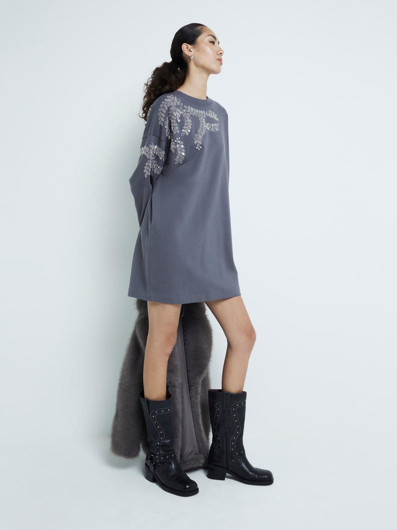 Sweat-shirt River Island Gris Avec Slogan - Taille 18/24 Mois - Occasion Très Bon état