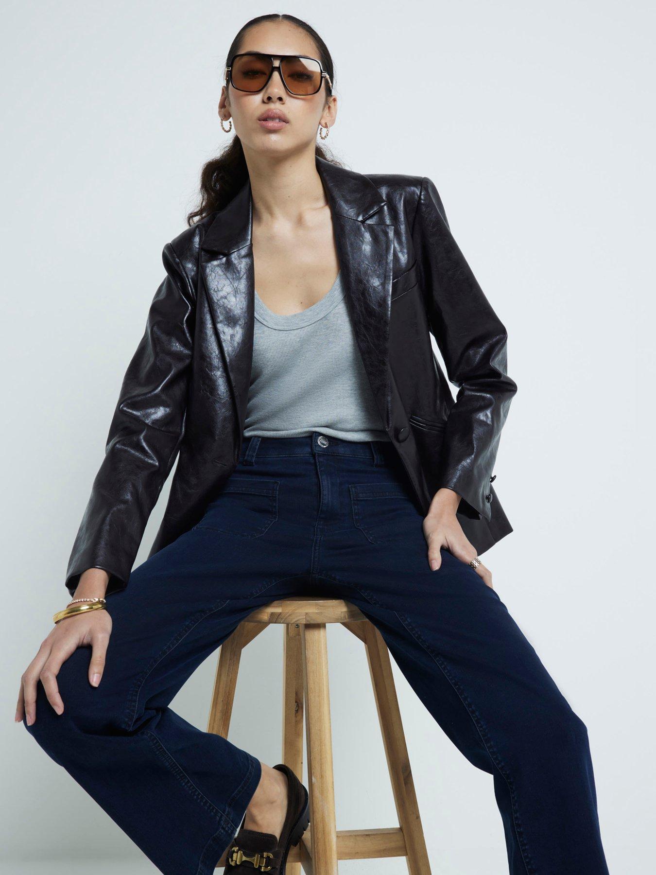 undefined Wide Leg Pocket Front Jeans - Blue