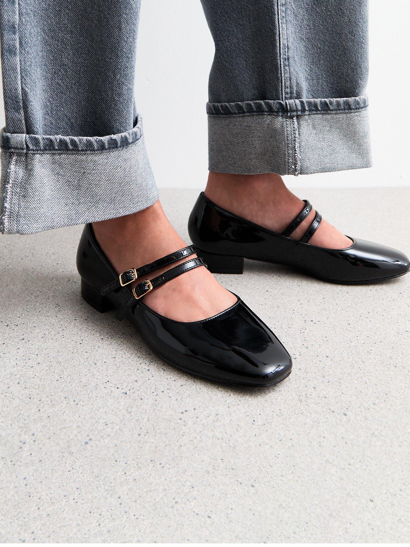 Double Strap Ballet Pumps Black