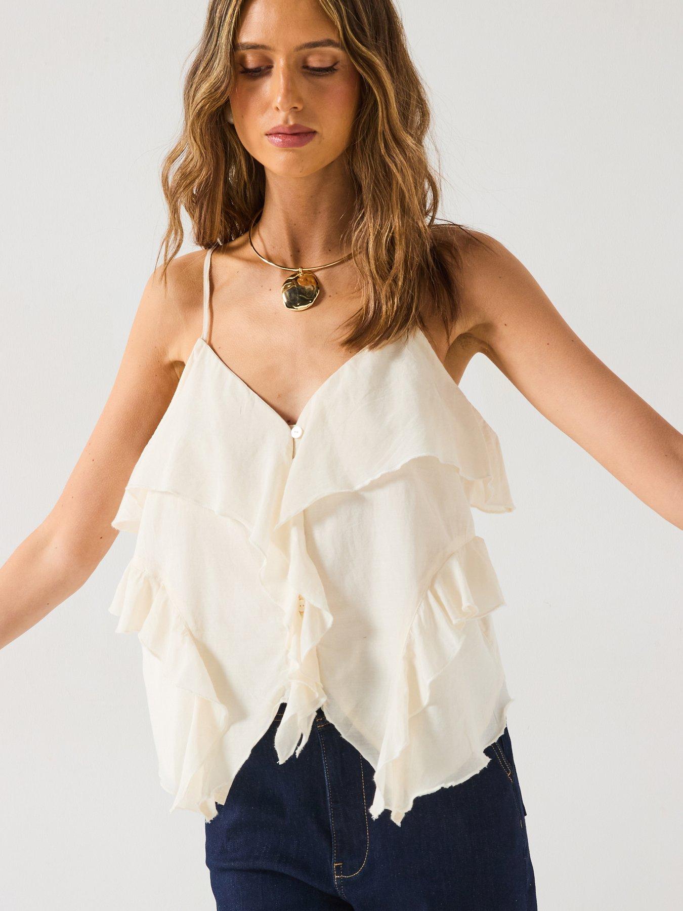 undefined Crinkle Button Through Occasion Cami