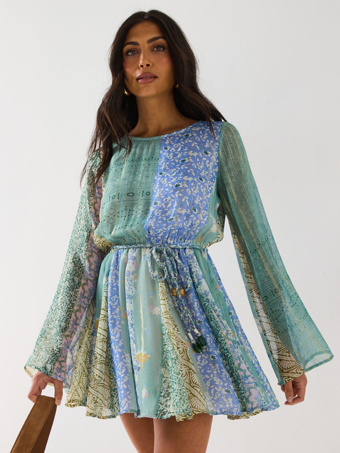 undefined Printed Godet Hem Mini Dress - Print