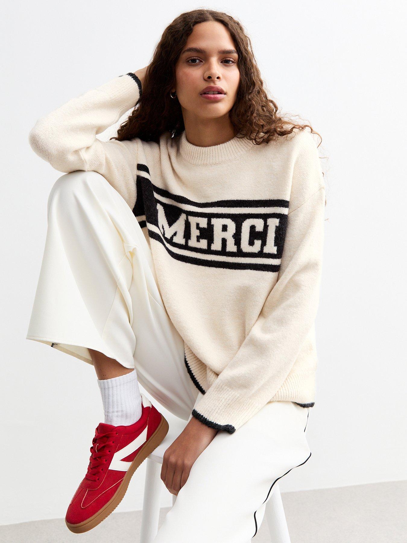 undefined Merci Two Tone Jumper - Off White