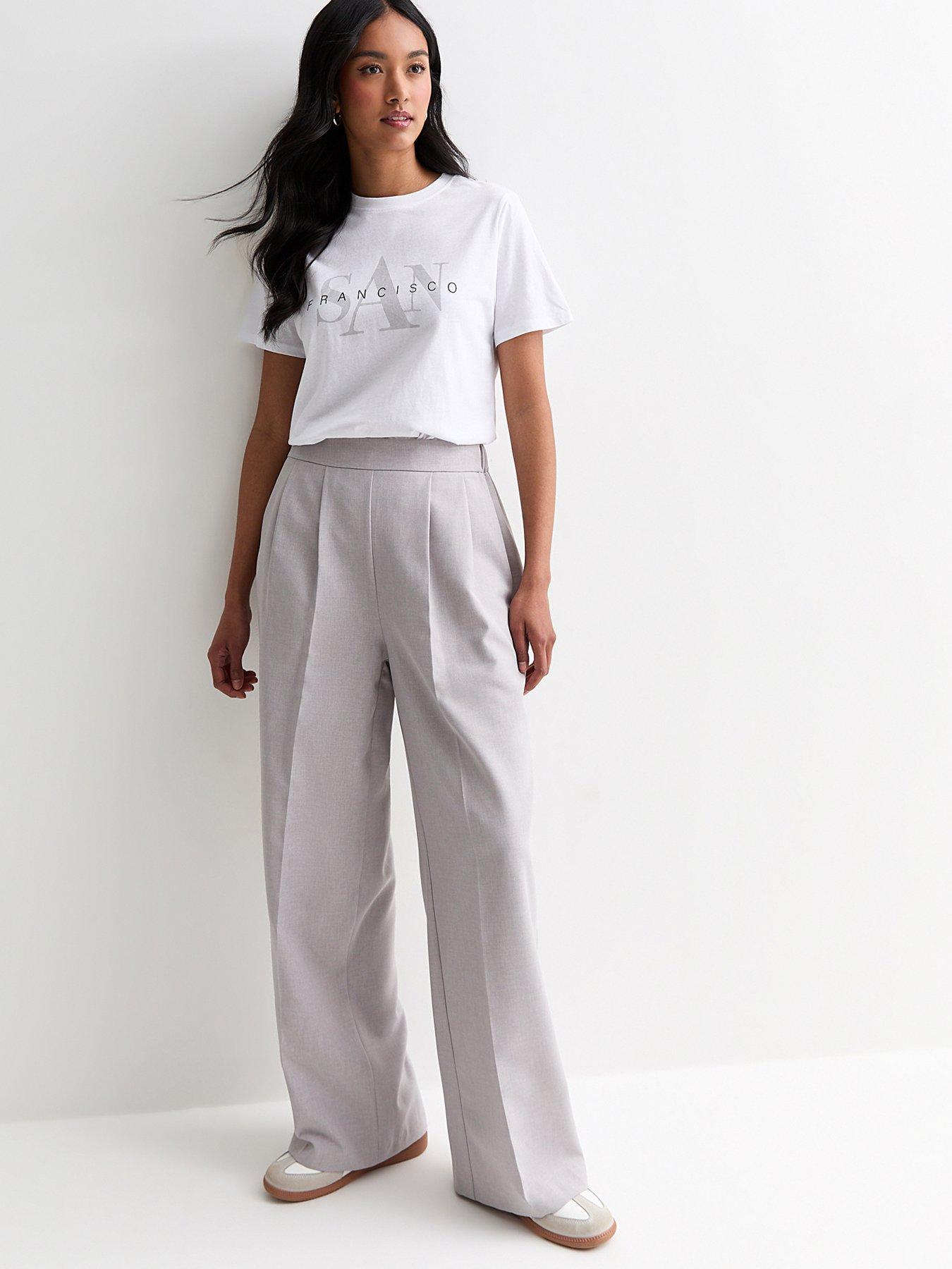 New Look Grey Tailored Wide Leg Trousers