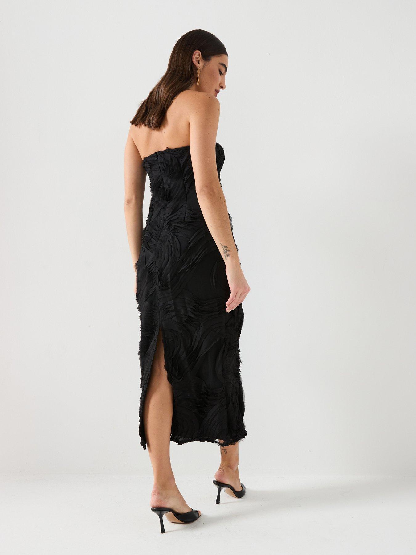 River Island Bandeau 3D Swirl Bodycon Dress Black Very