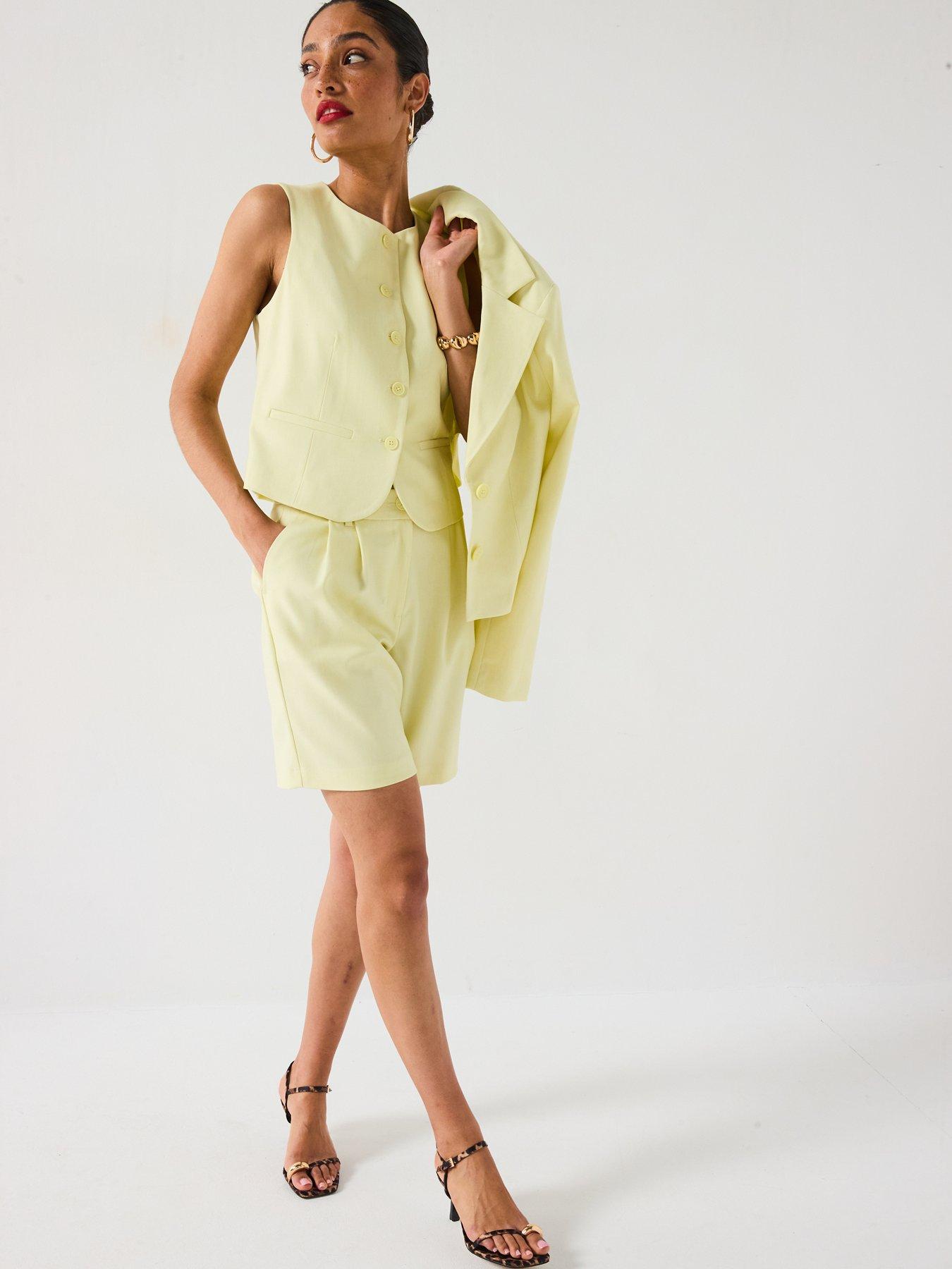 Image 3 of 6 of V by Very Boxy Blazer Co-Ord - Lemon