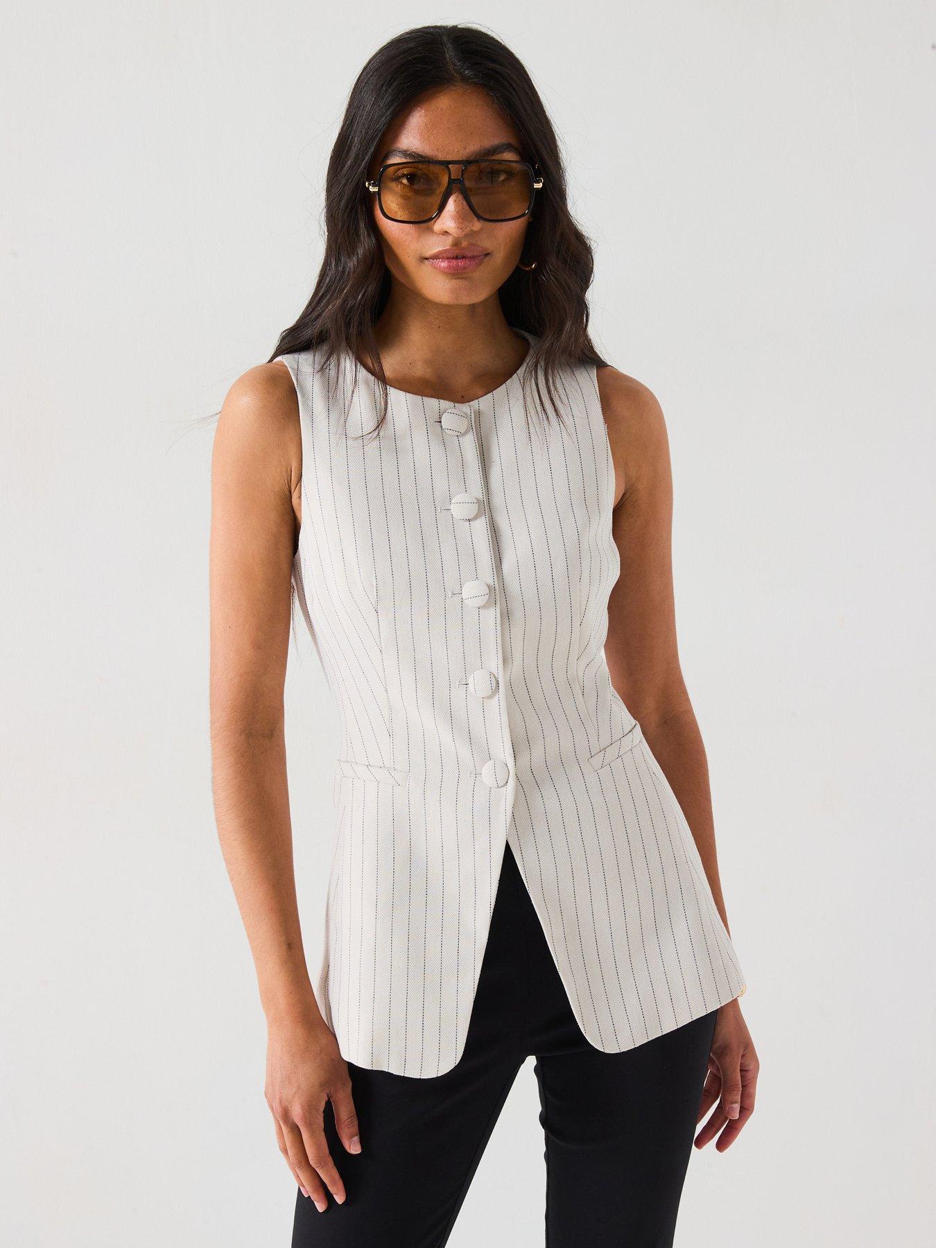 undefined Stripe Button Through Waistcoat