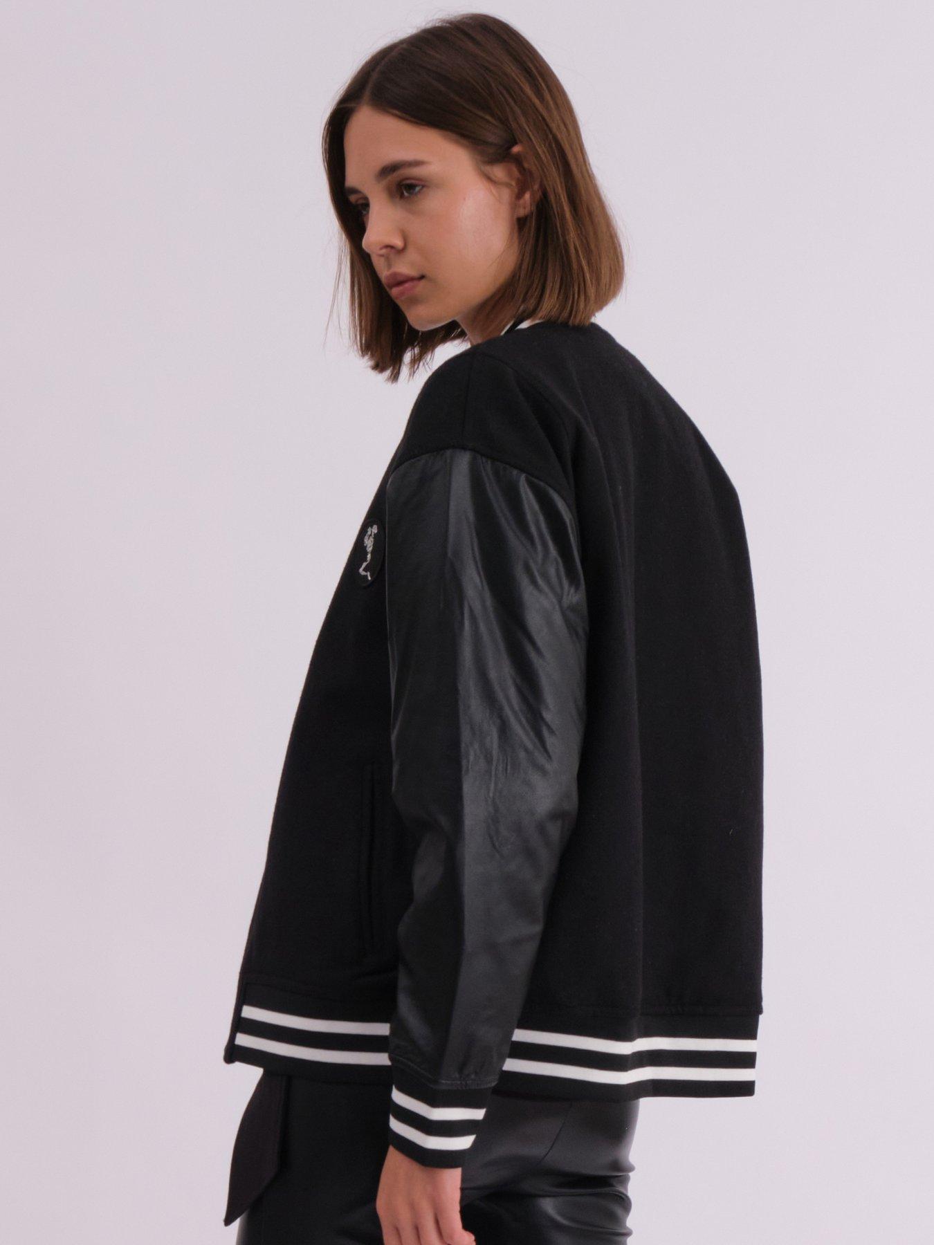 Religion Oversized Varsity Bomber Jacket Black Very