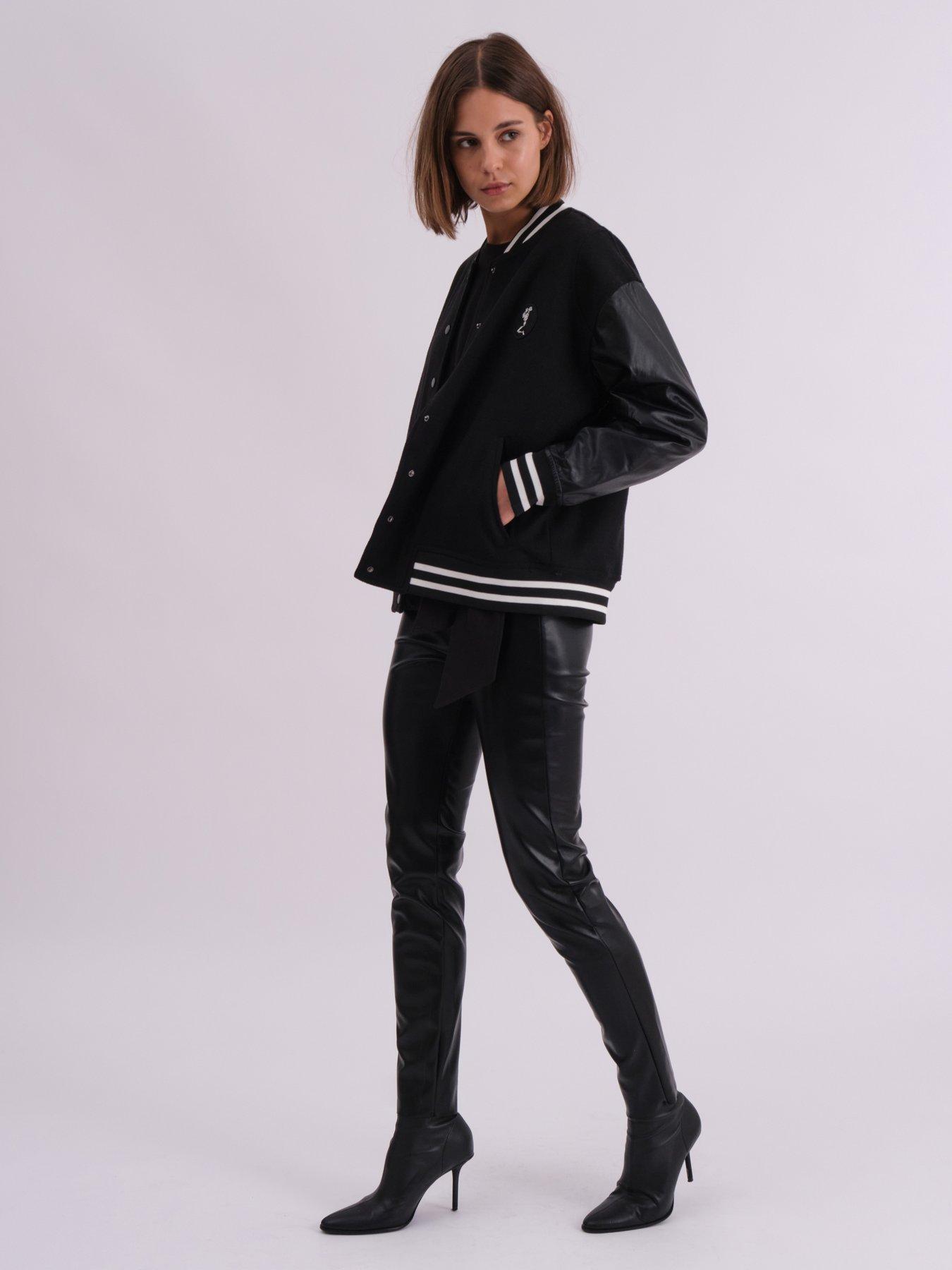 Image 3 of 6 of Religion Oversized Varsity Bomber Jacket - Black