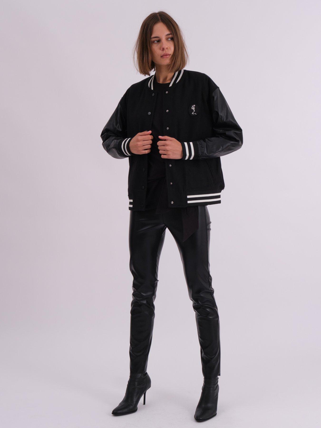 Image 5 of 6 of Religion Oversized Varsity Bomber Jacket - Black