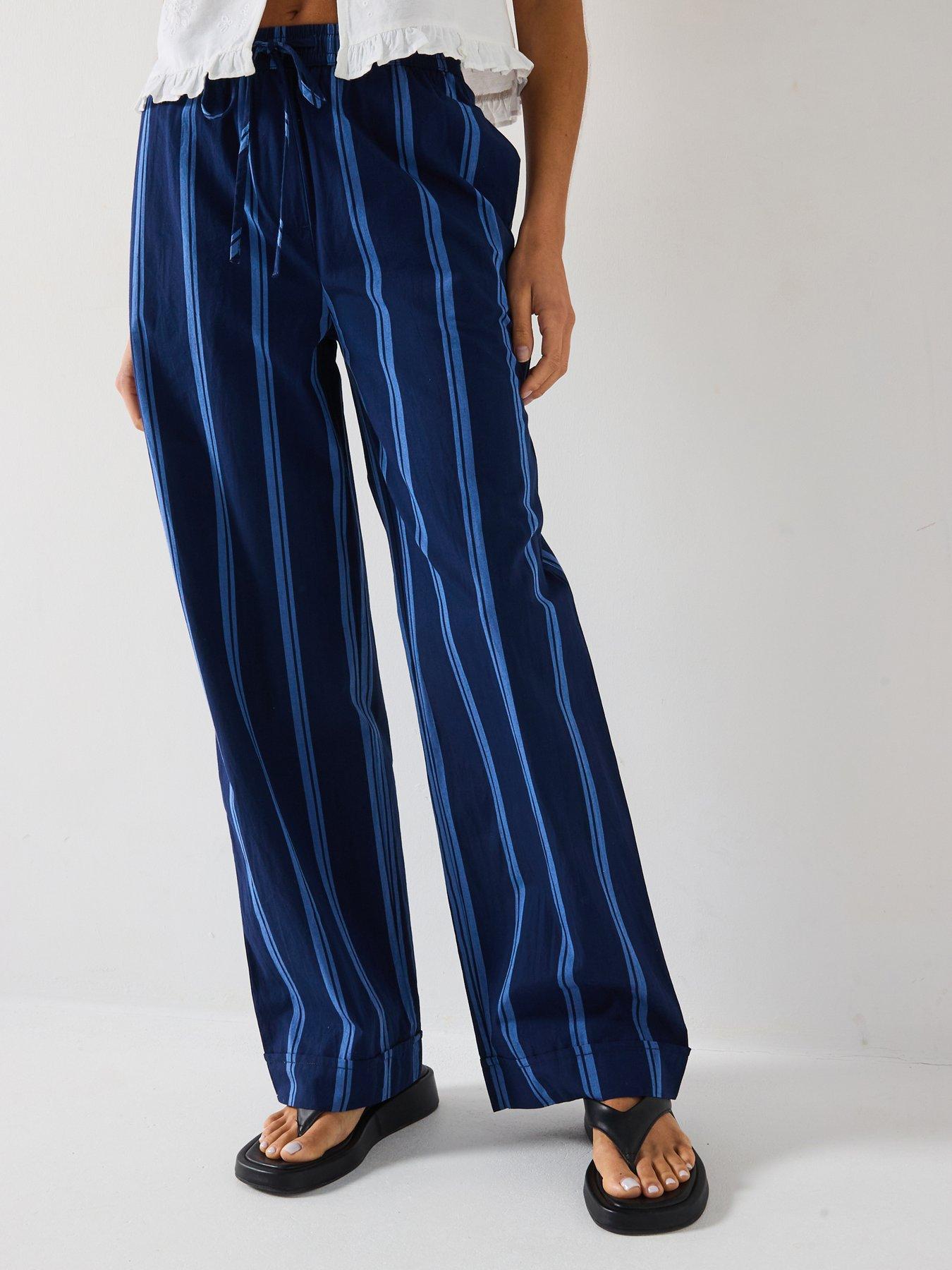 undefined Blue Stripe Wide Leg Trouser