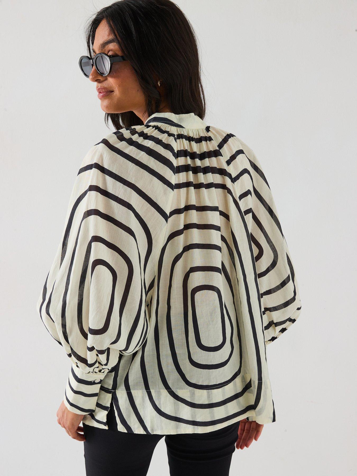 Image 2 of 6 of V by Very Oversized Tie Stripe Blouse
