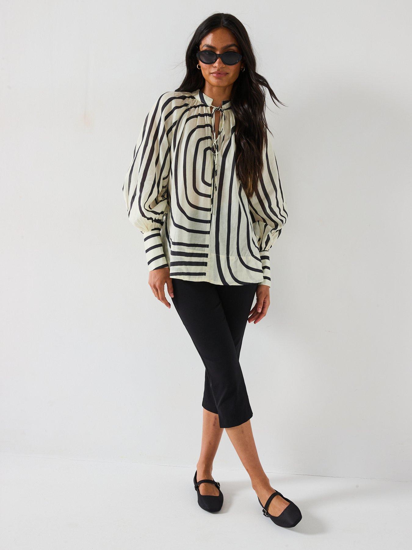 Image 3 of 6 of V by Very Oversized Tie Stripe Blouse