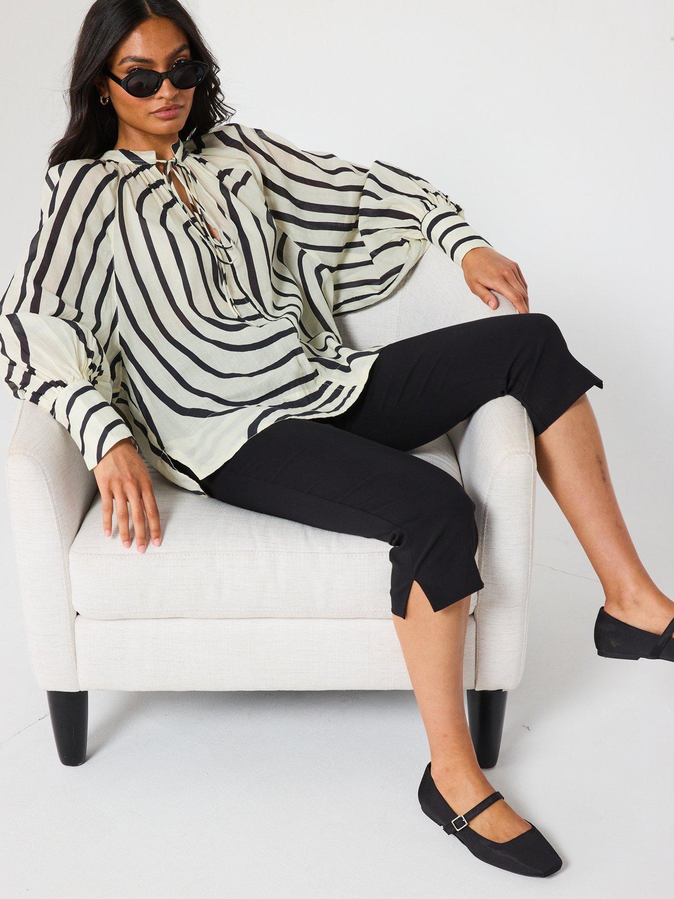 Image 4 of 6 of V by Very Oversized Tie Stripe Blouse