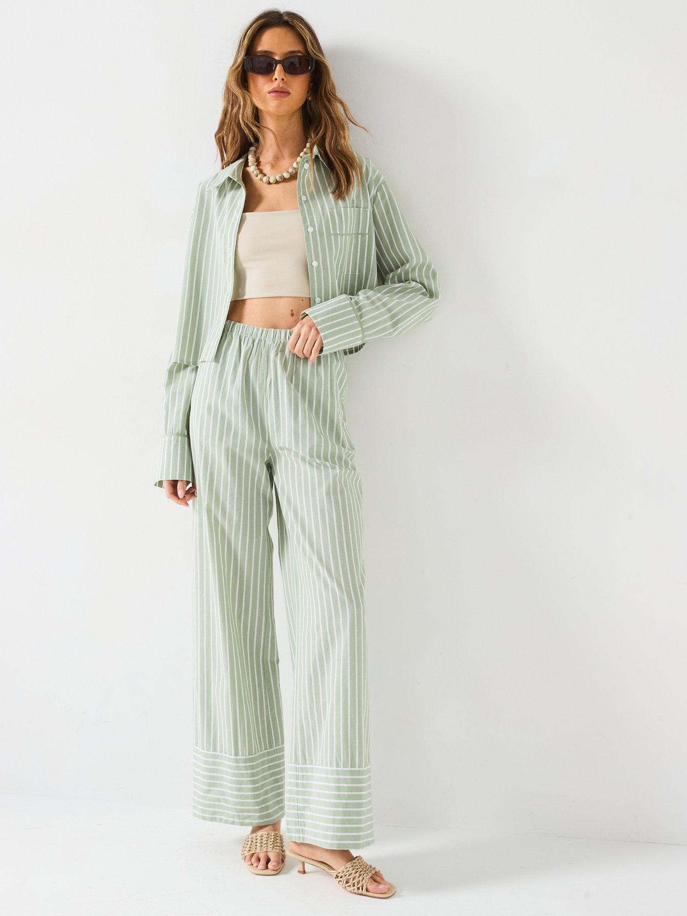 undefined Crop Stripe Shirt Co-Ord