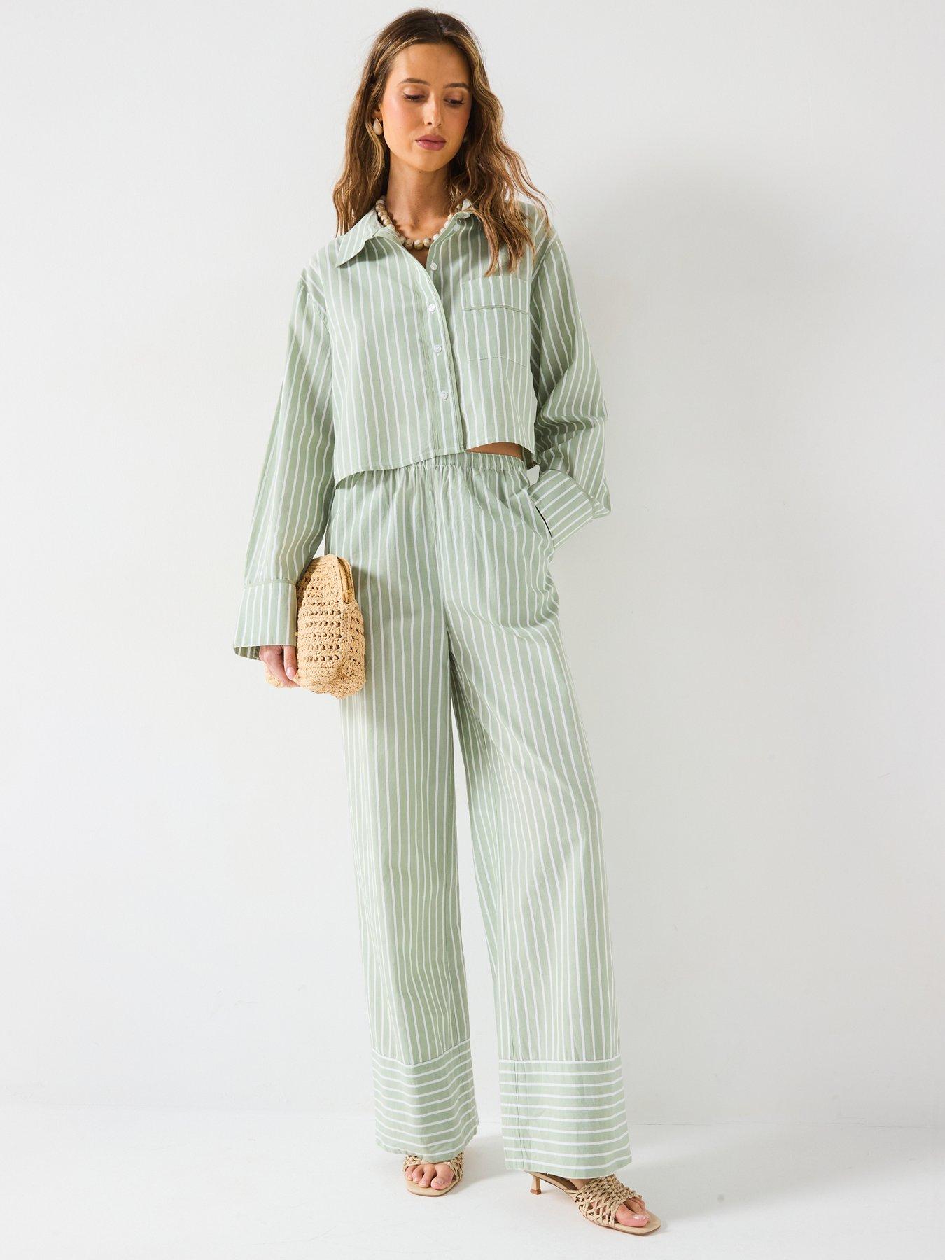 Image 3 of 6 of V by Very Crop Stripe Shirt Co-Ord