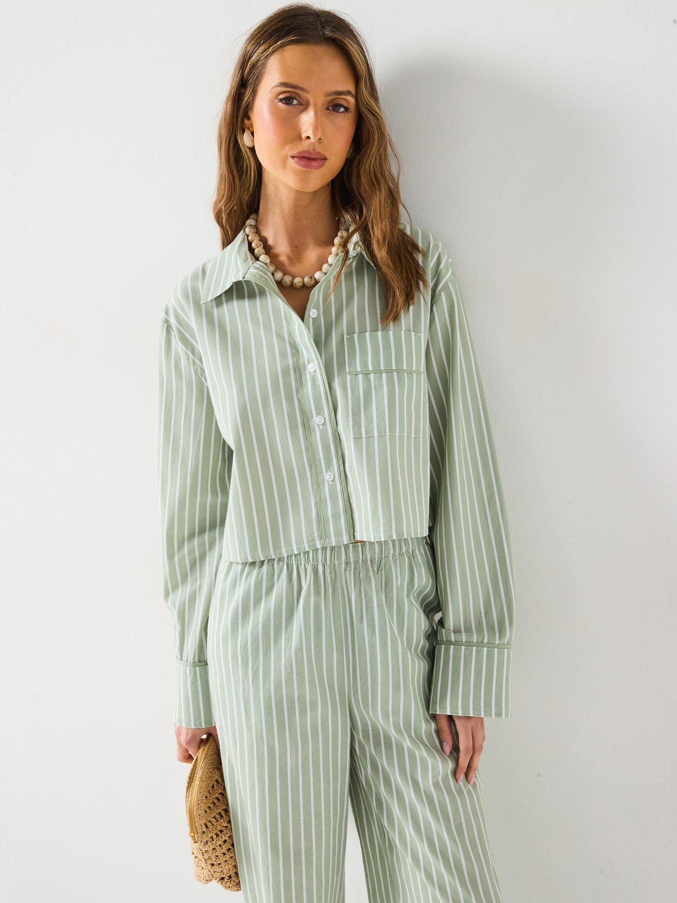 Image 4 of 6 of V by Very Crop Stripe Shirt Co-Ord