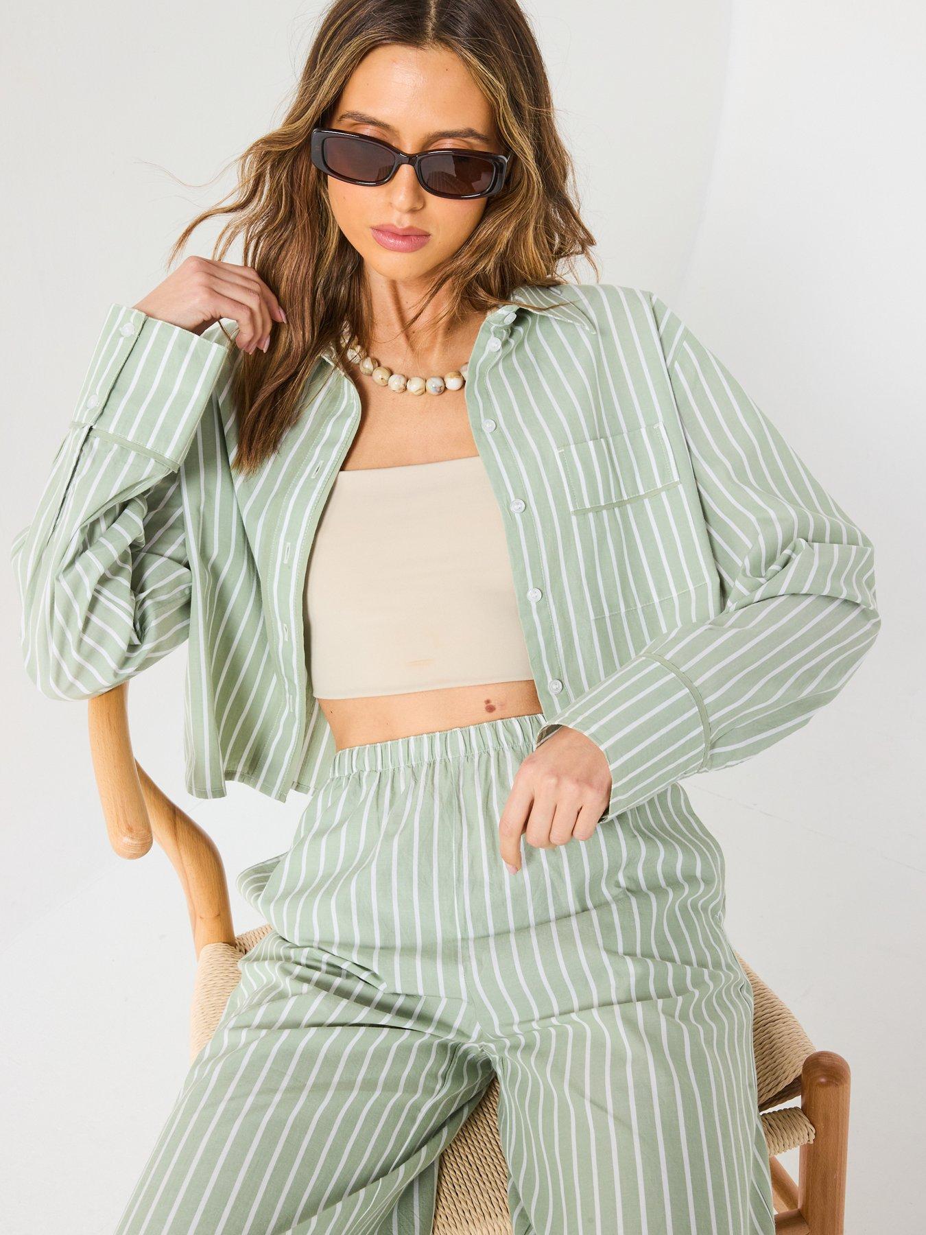 Image 6 of 6 of V by Very Crop Stripe Shirt Co-Ord