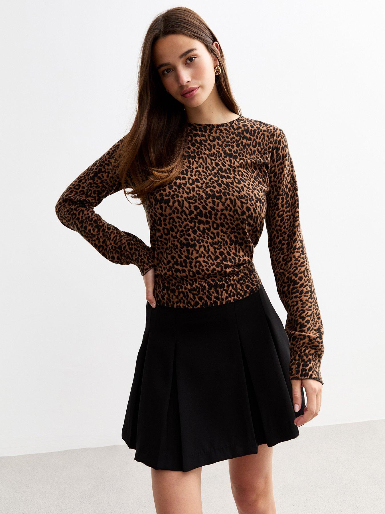 undefined Leopard Fine Knit Jumper - Brown