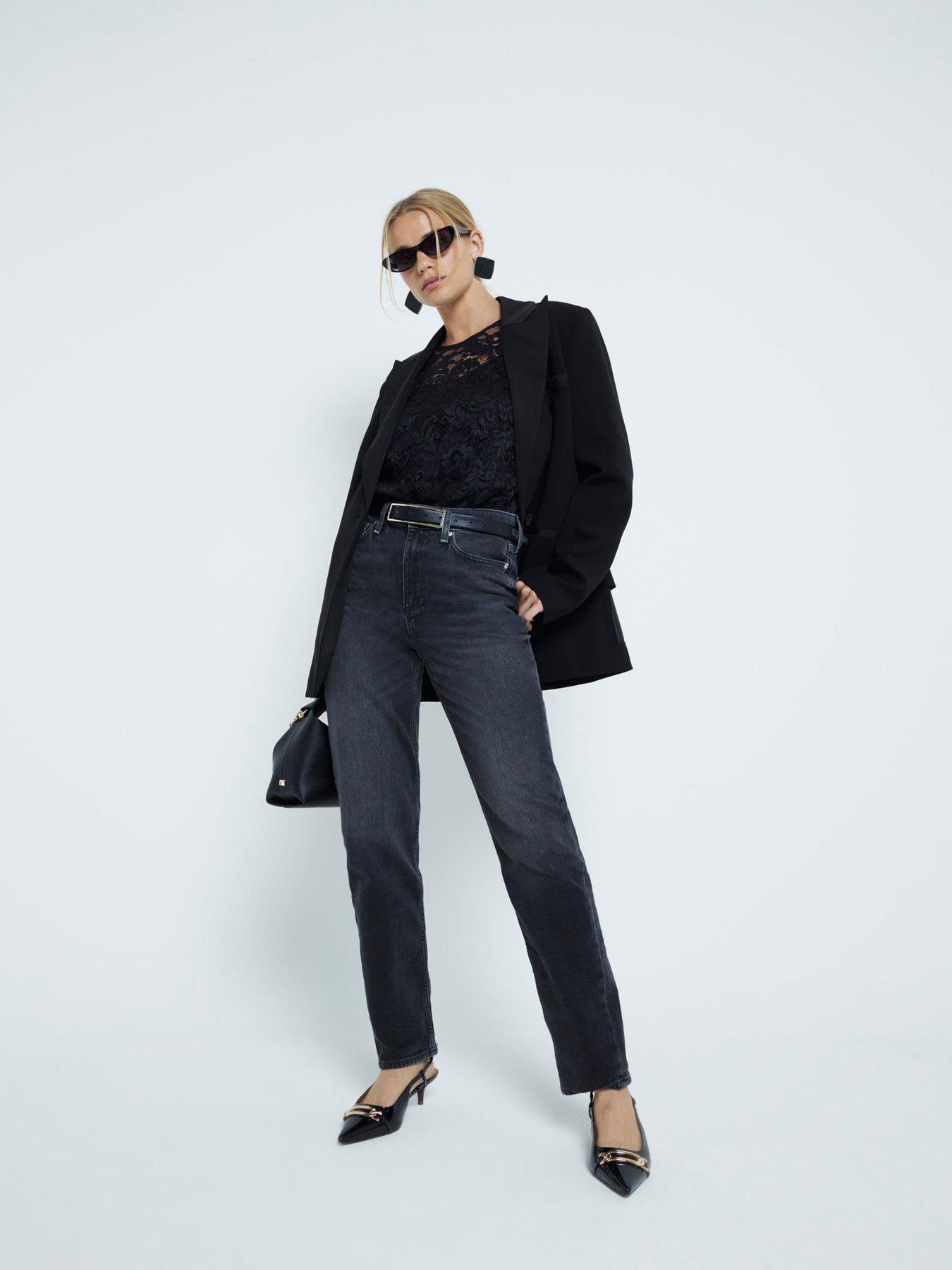 Image 3 of 6 of River Island Lace Top - Black