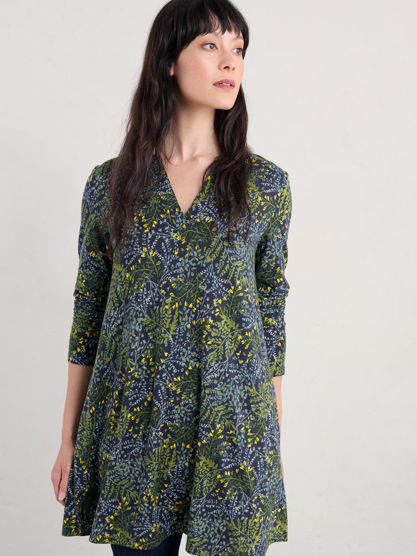undefined Cotton Rich Print Tunic - Green