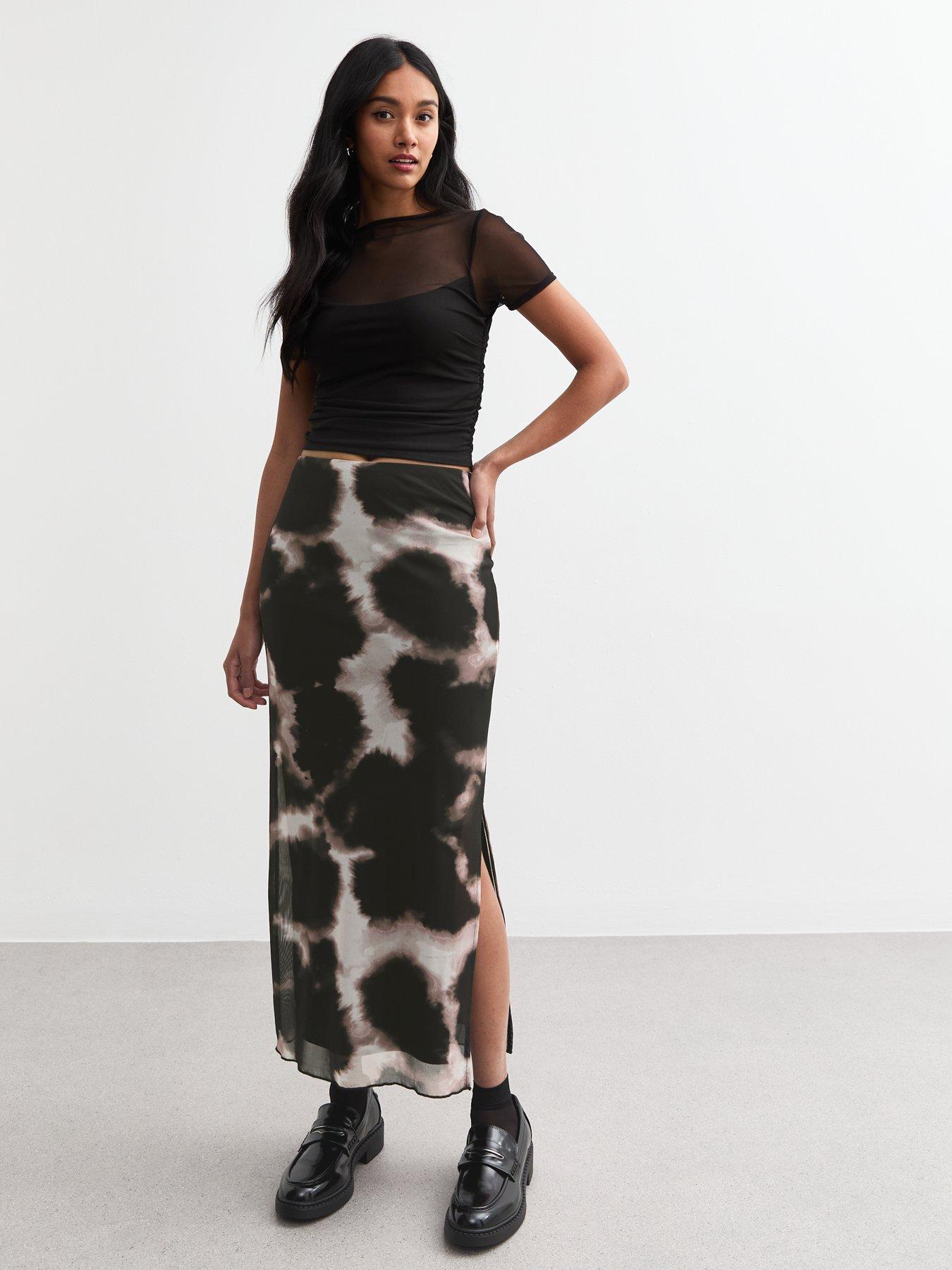 undefined Inky Mesh Midi Skirt - Print