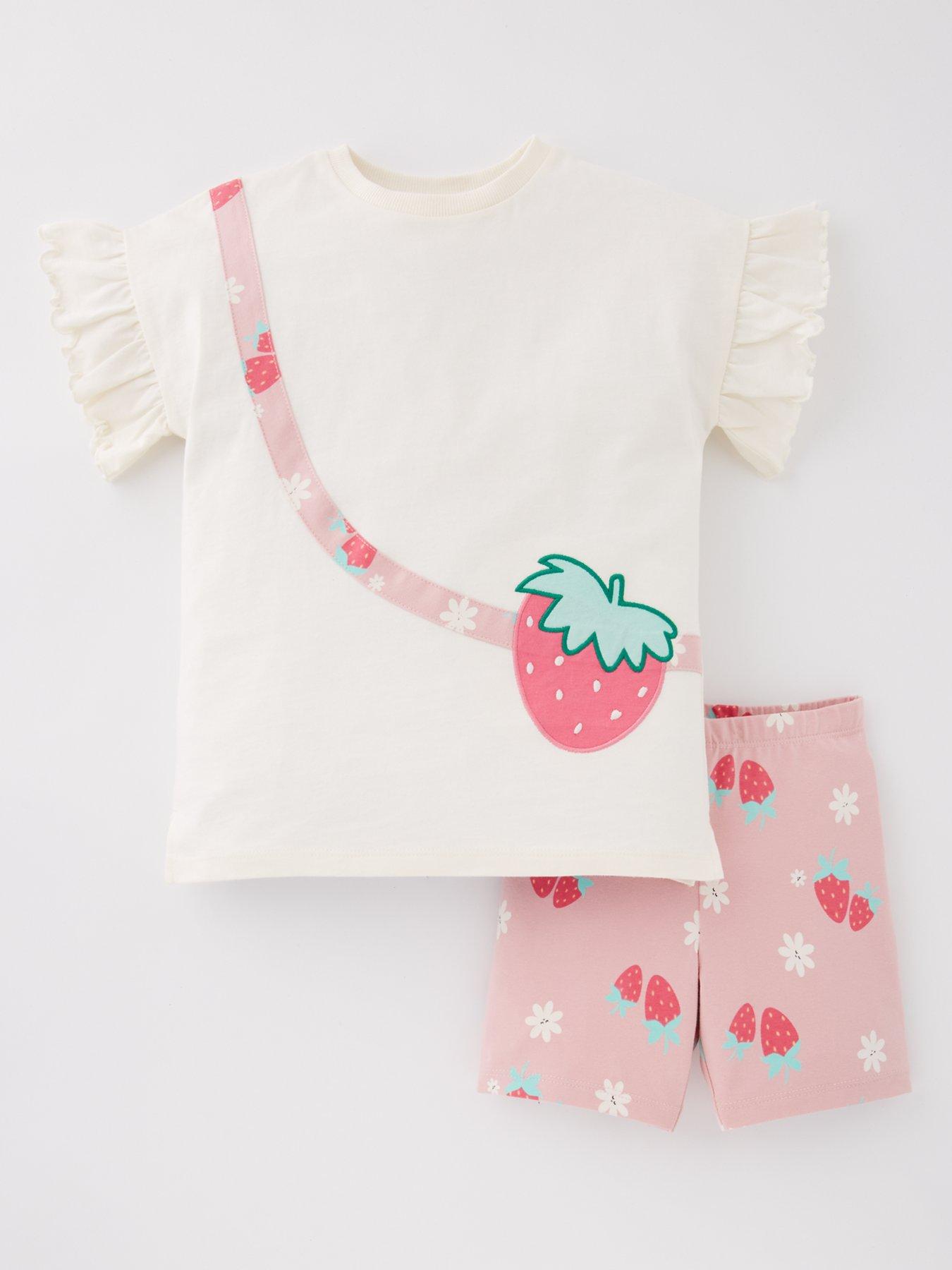 undefined Girls Strawberry Bag T-Shirt And Cycling Short Set - Multi