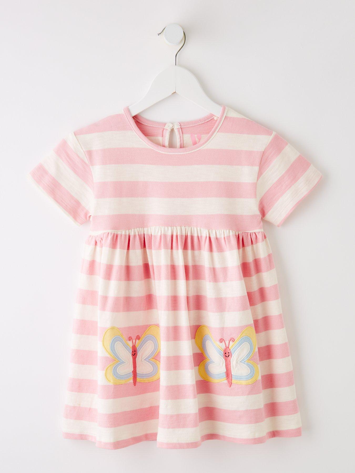 undefined Girls Stripe Butterfly Applique Jersey Dress - Multi