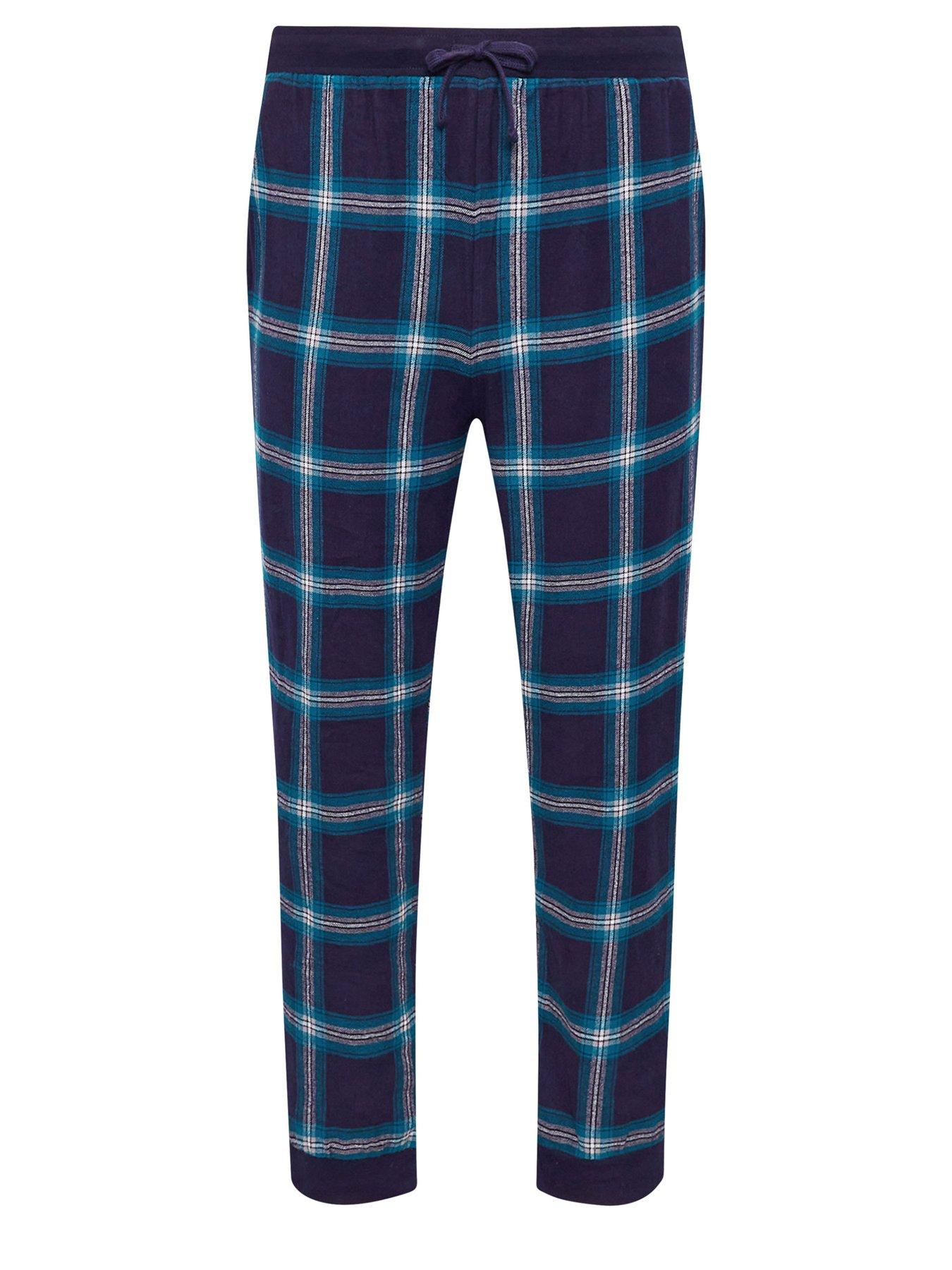 Checked Cuffed Pyjama Bottom Blue