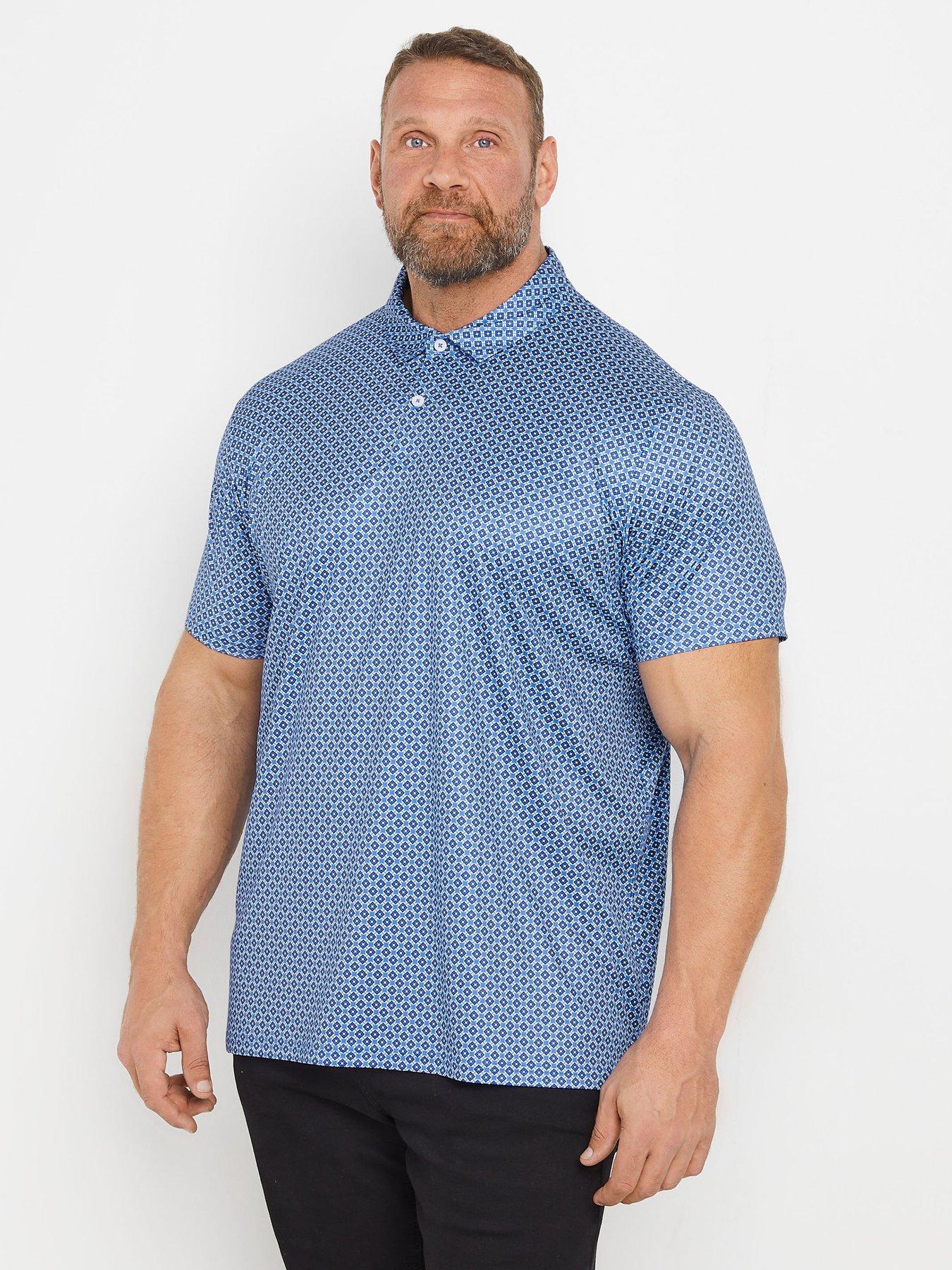 undefined Big  &  Tall Printed Golf Polo Shirt - Blue