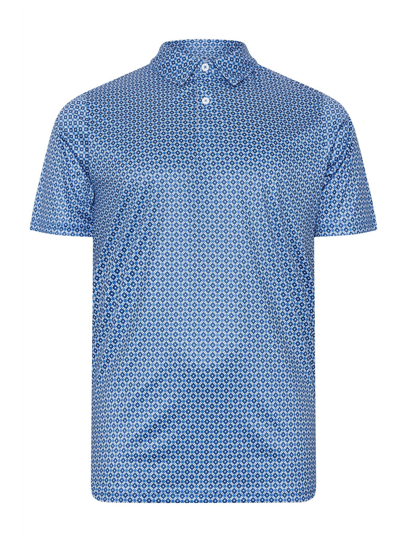Image 3 of 3 of BadRhino Big &amp; Tall Printed Golf Polo Shirt - Blue