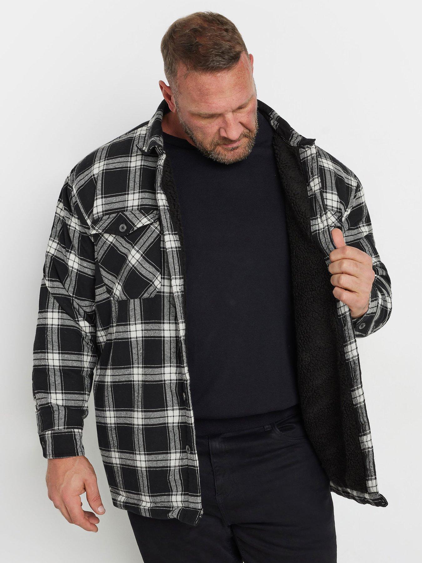 undefined Checked Borg Shacket - Black