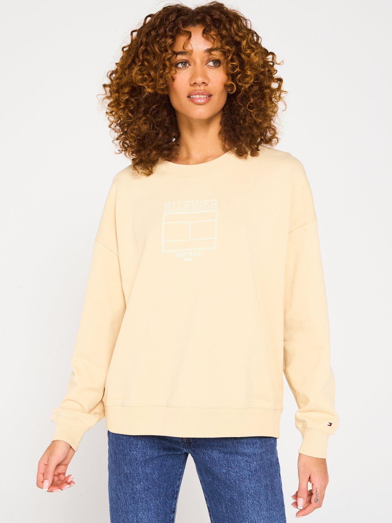 undefined Boxy Flag Logo Sweatshirt - Beige