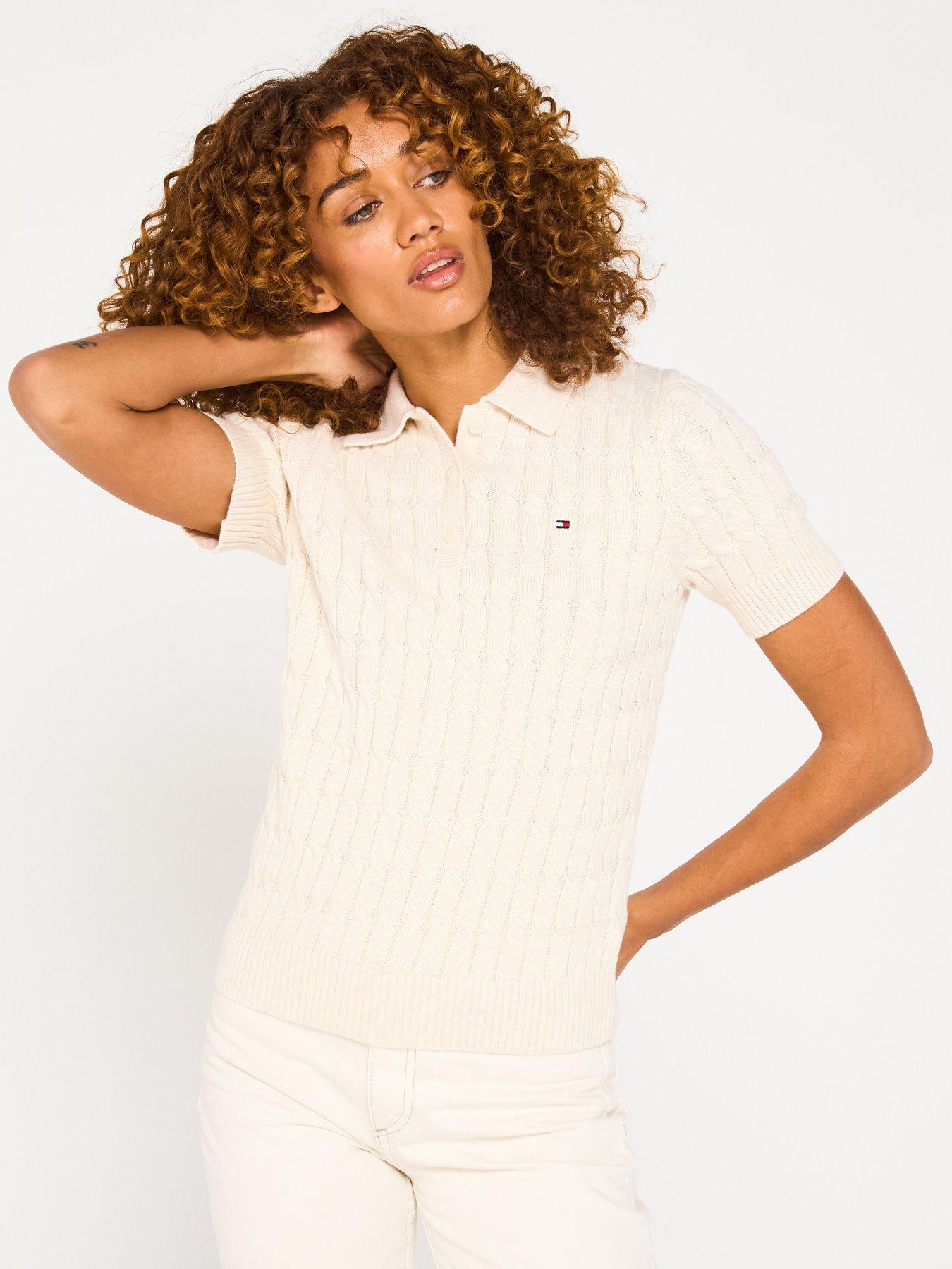 undefined Knitted Polo Top - White