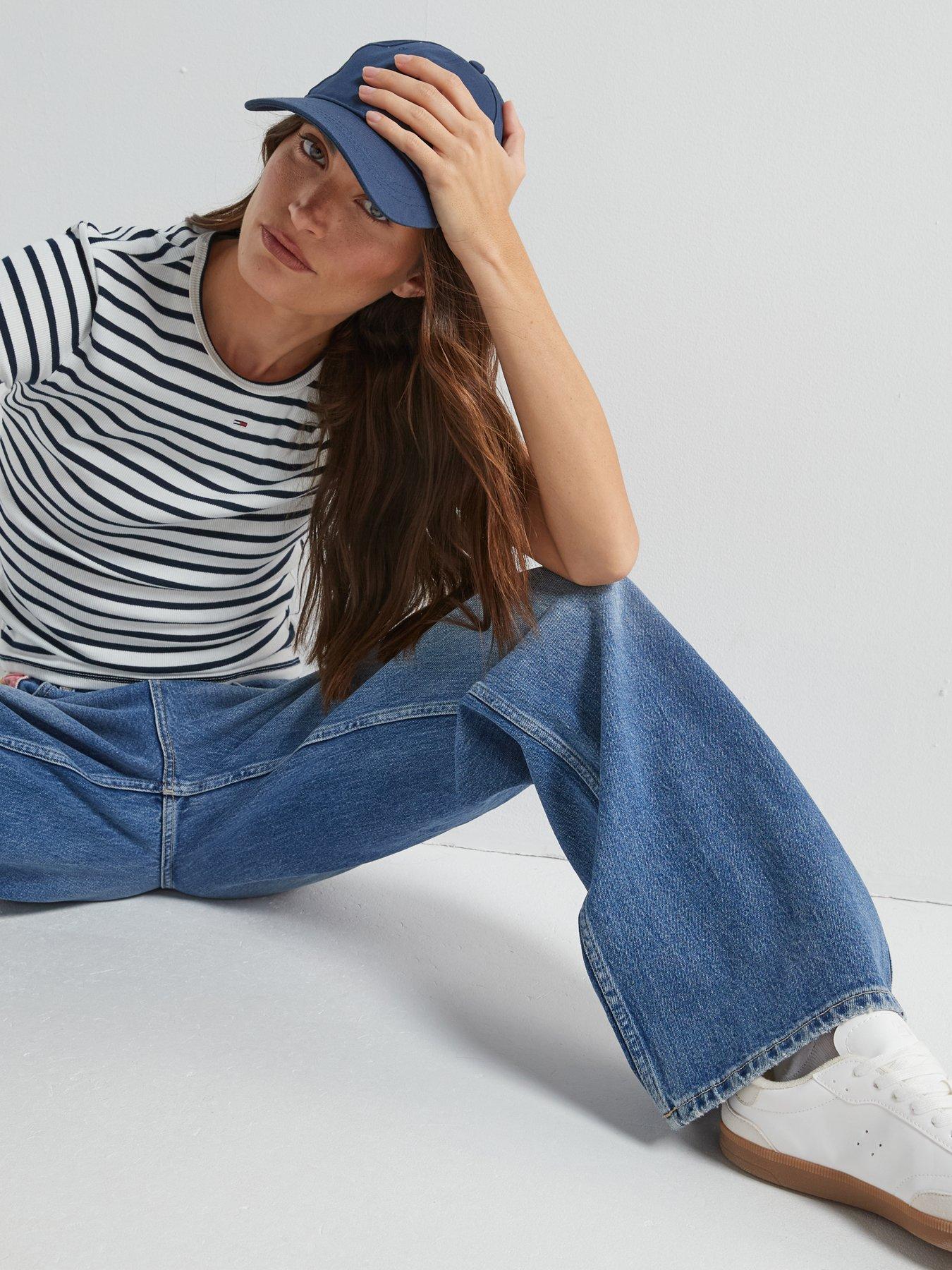 Image 5 of 6 of Tommy Jeans Ribbed Striped T-Shirt - Navy