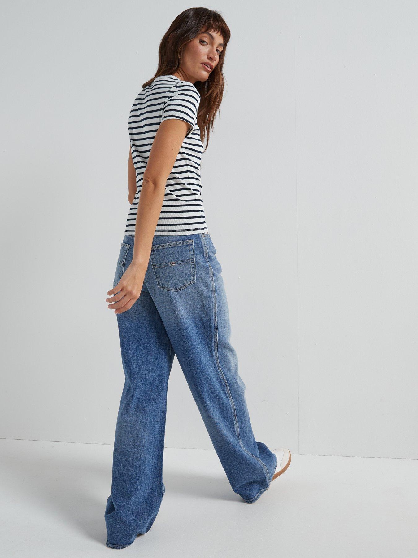 Image 6 of 6 of Tommy Jeans Ribbed Striped T-Shirt - Navy