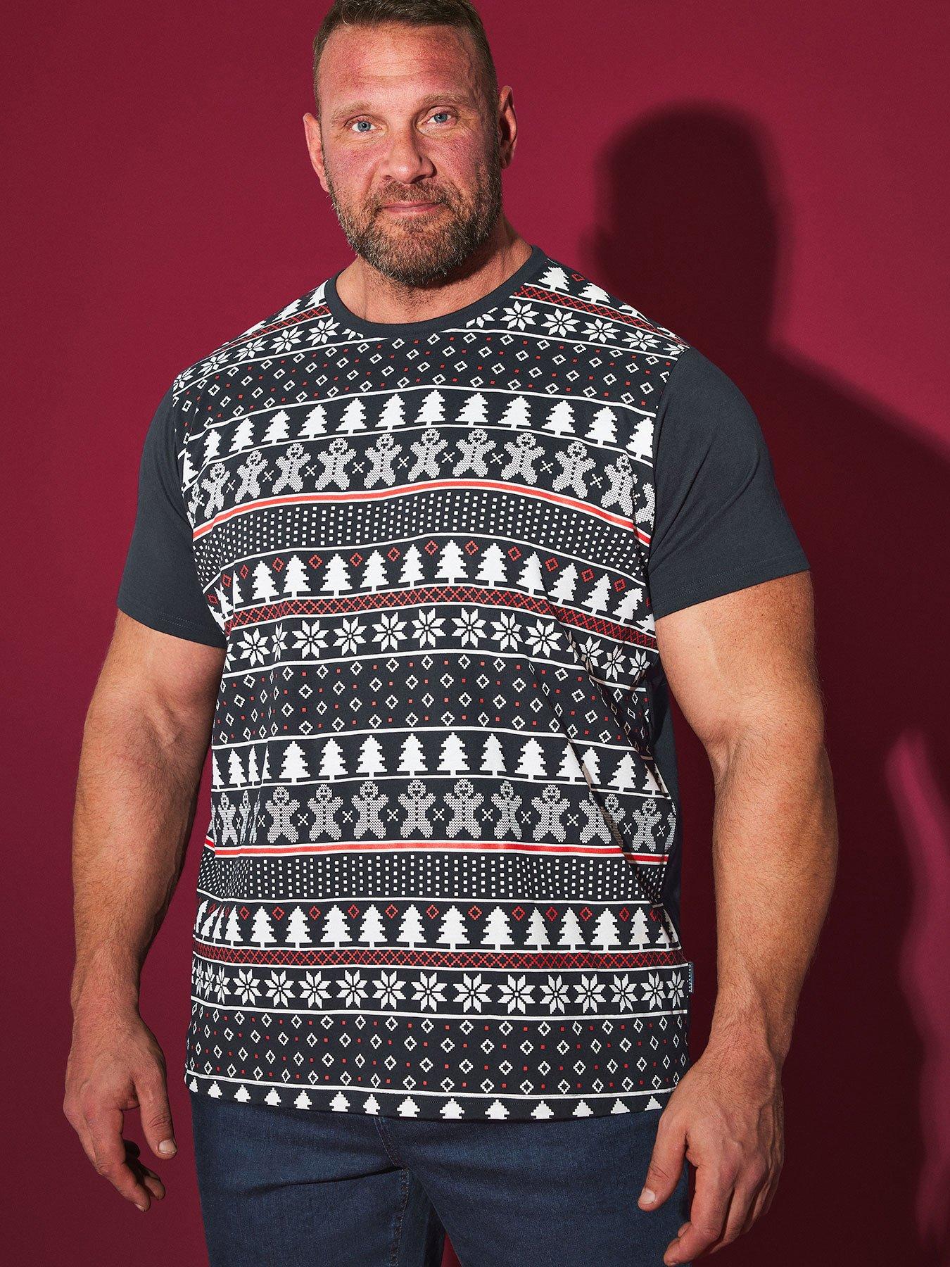 BadRhino Christmas Fairisle T-Shirt Blue Very