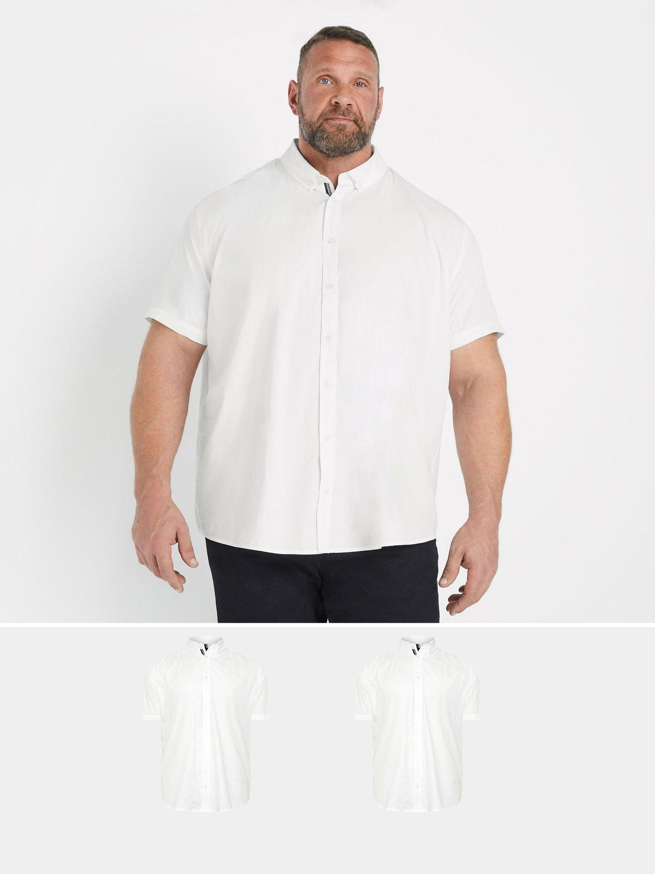 BadRhino Badrhino 2 Pack Short Sleeve Poplin Shirt, White, Size 7-8Xl, Men