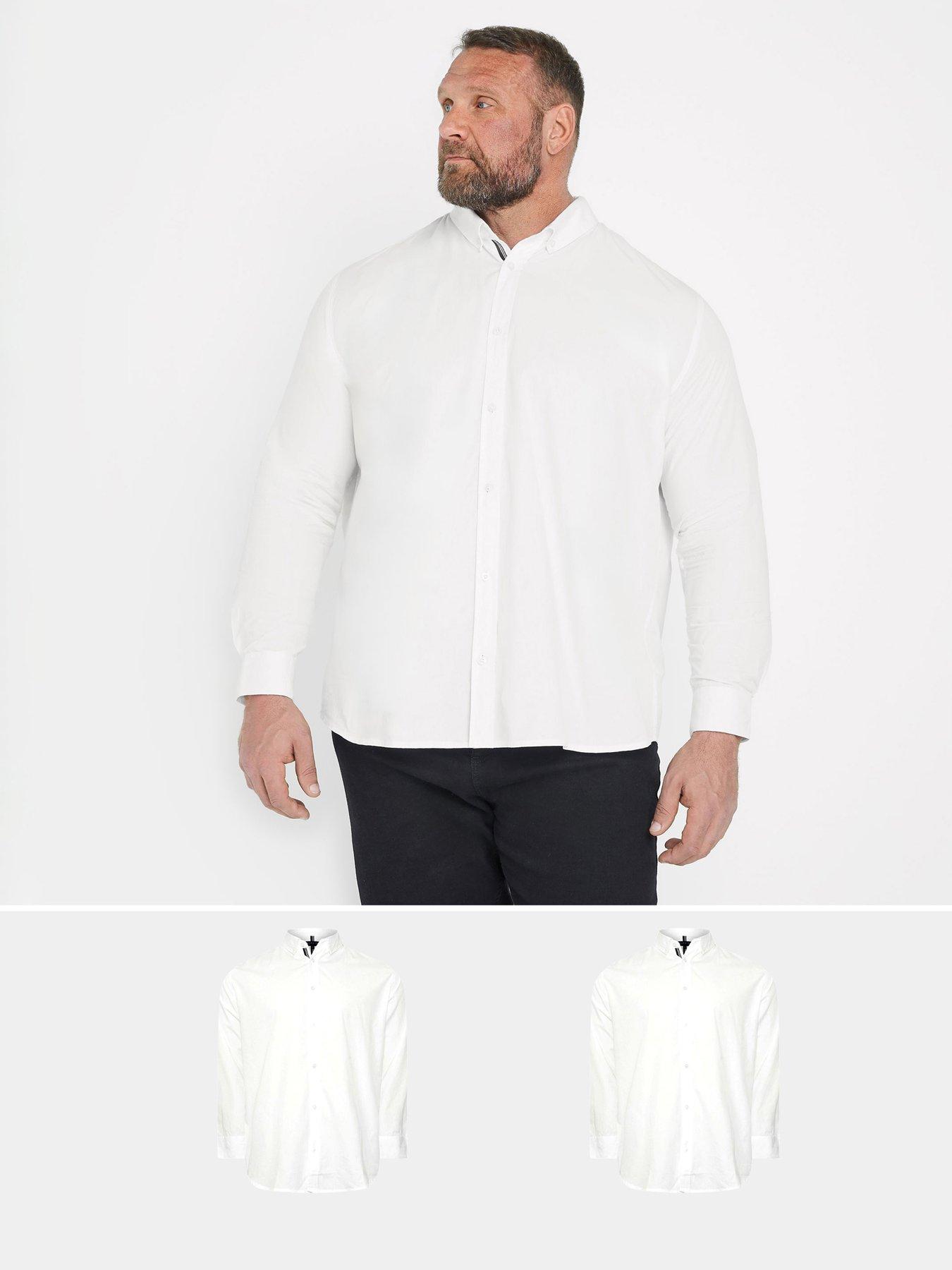 BadRhino Big & Tall 2 Pack Long Sleeve Poplin Shirt, White, Size 1Xl, Men