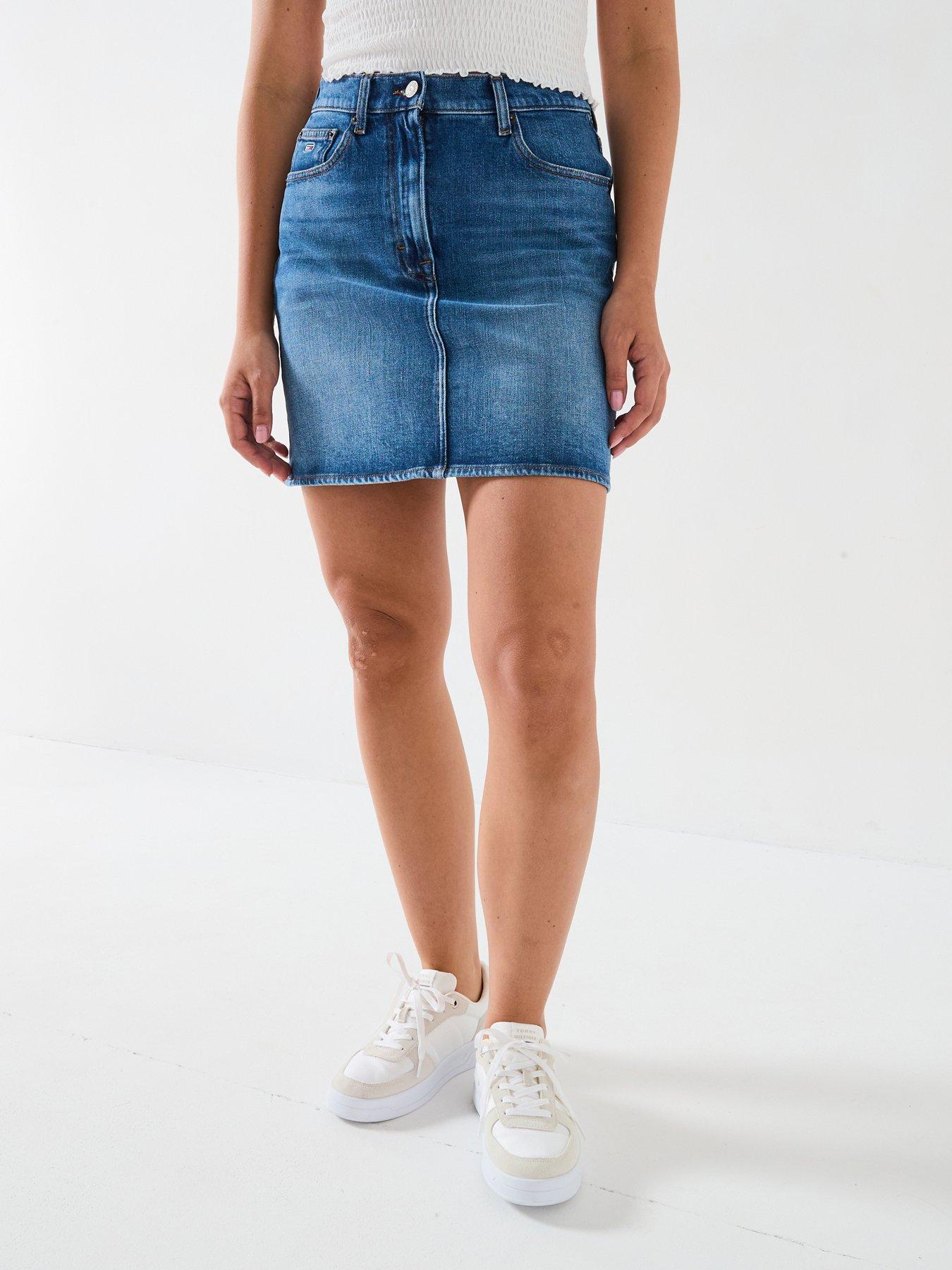 undefined Mid Rise Mom Denim Skirt - Blue